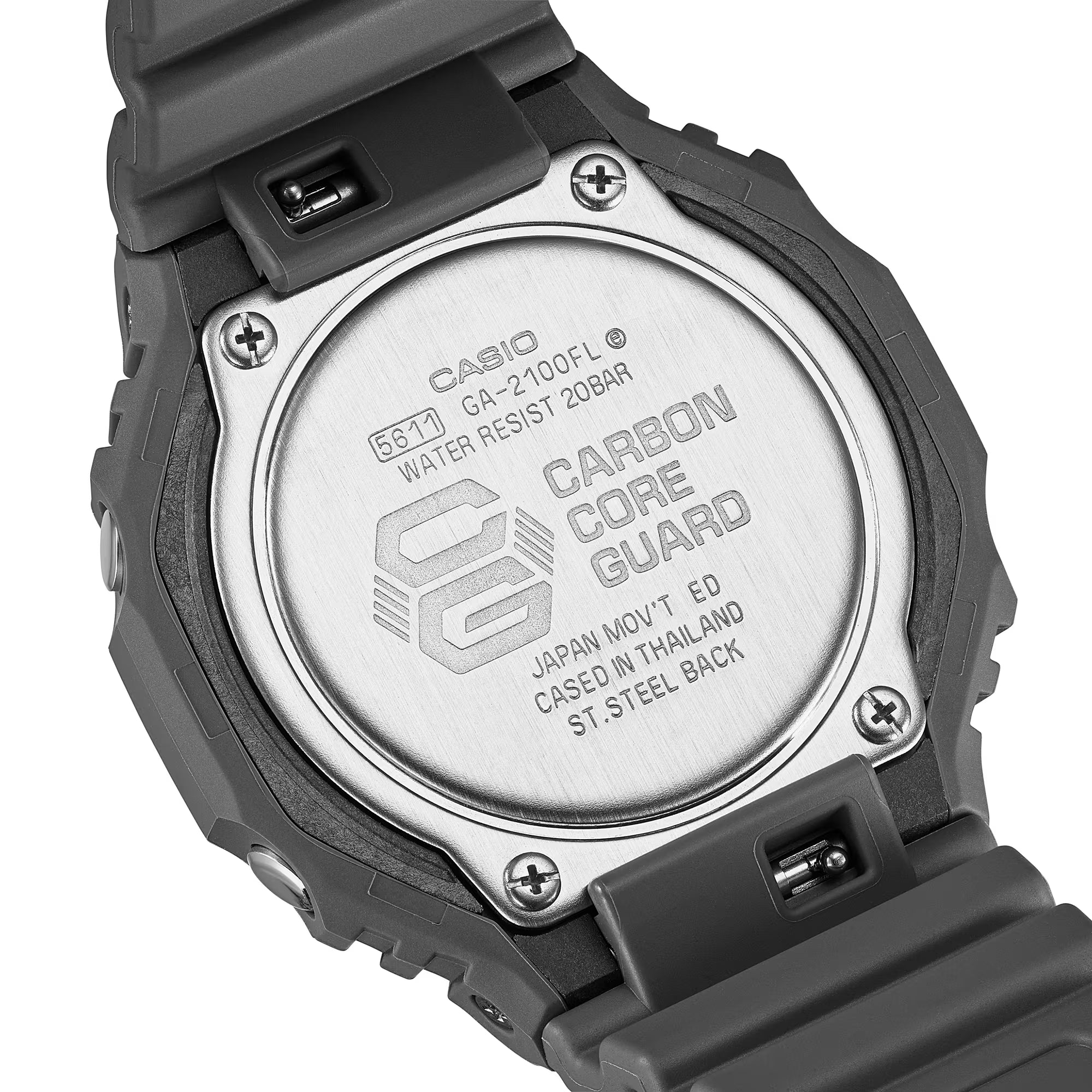 G-Shock Digital Grey Resin Band Orange and Red Dial Watch GA2100FL-8A