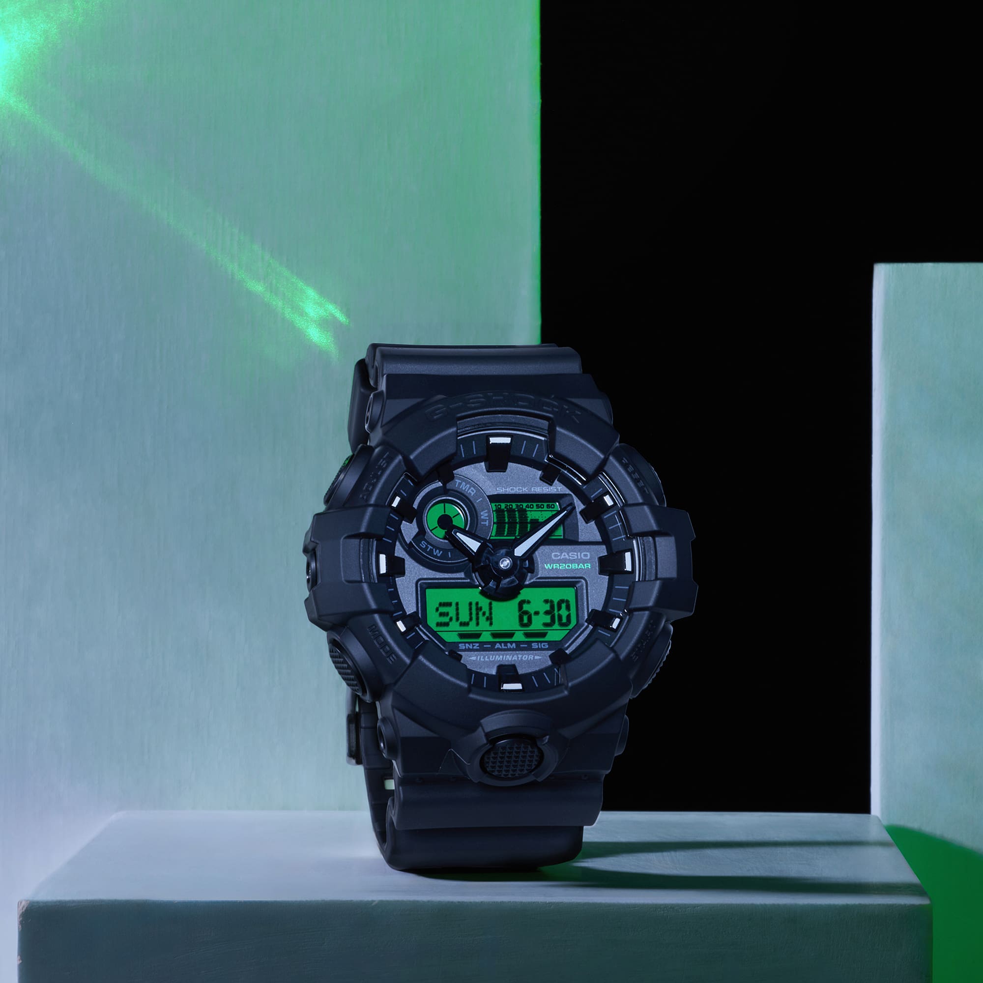 G-Shock Black and Electro Green Men's Watch GA700BEG-1A
