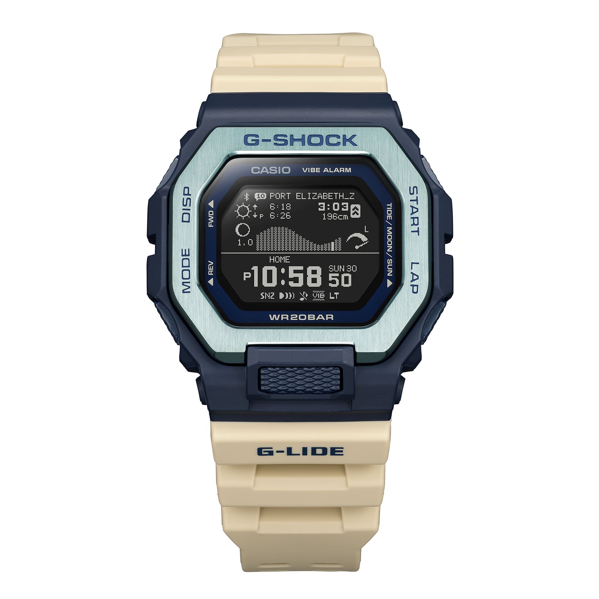 G-Shock G-Lide Sport Tide White Rubber Band Men's Watch GBX100TT-2D