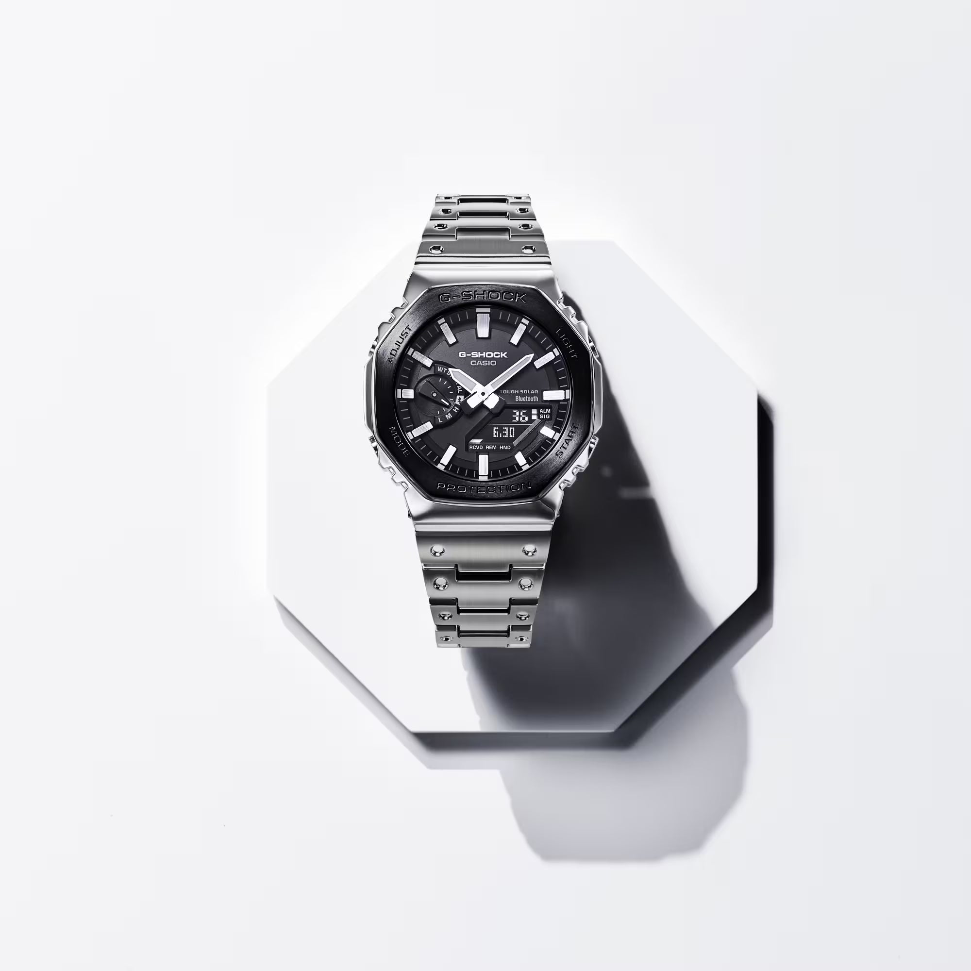G-Shock Solar CasiOak Silver and Black Full Metal Bluetooth GMB2100BT-1A