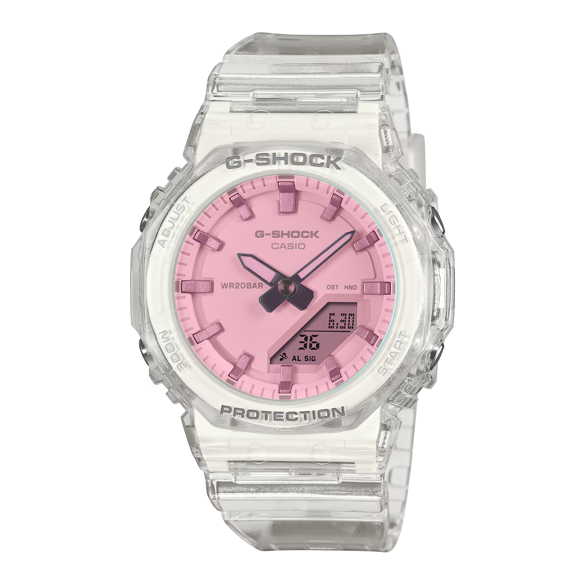 G-Shock Slim CasiOak Digital Transparent Pink Dial Watch GMAP2100SR-7A