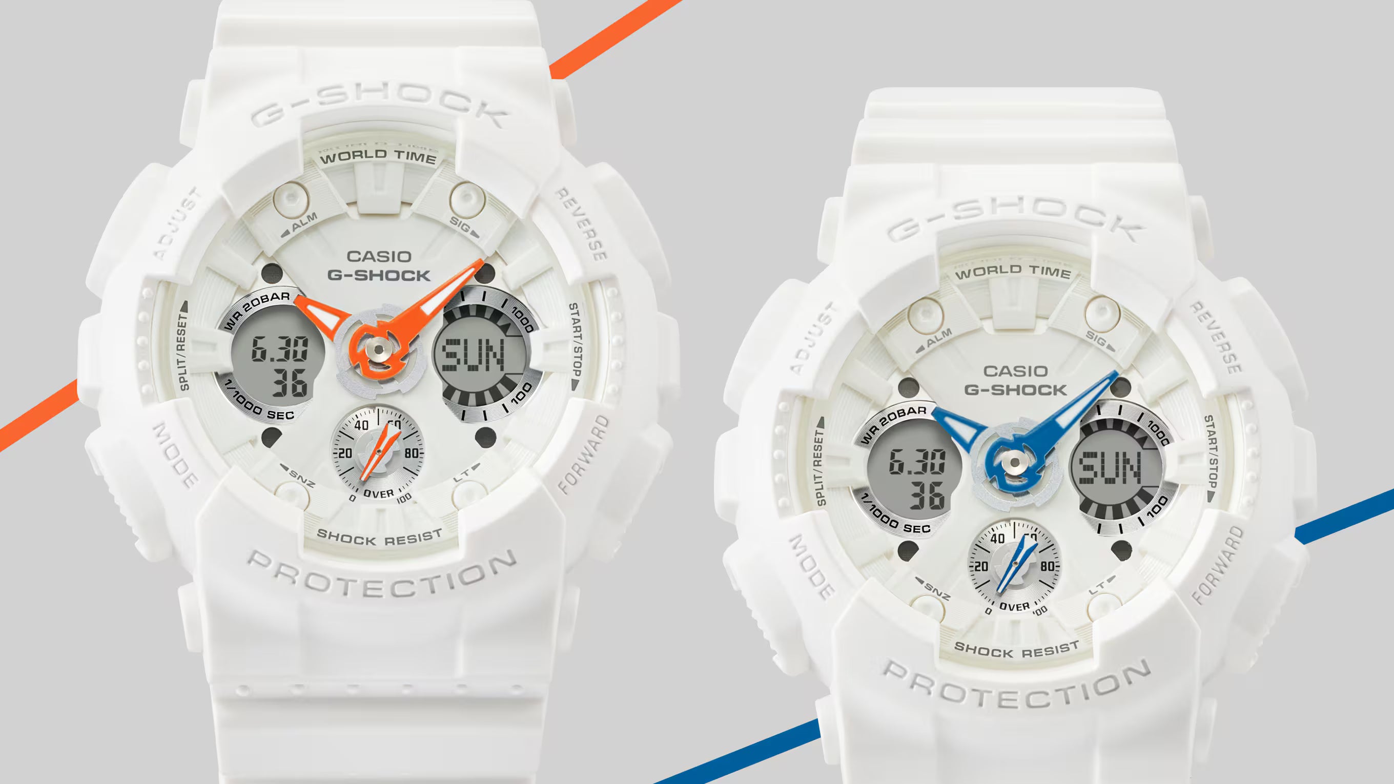 G-Shock Analog Digital White Resin Band Blue Hands Watch GMAS120SA-7A2