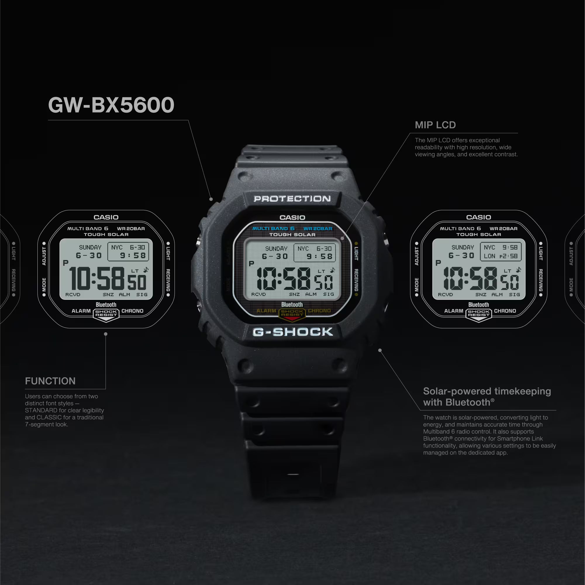 G-Shock Digital White Dial Black Resin Band Watch GWBX5600-1D