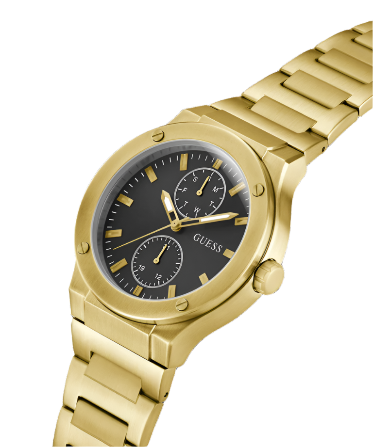 Guess Jet Black Dial Gold Bracelet Multi-function GW0795G4