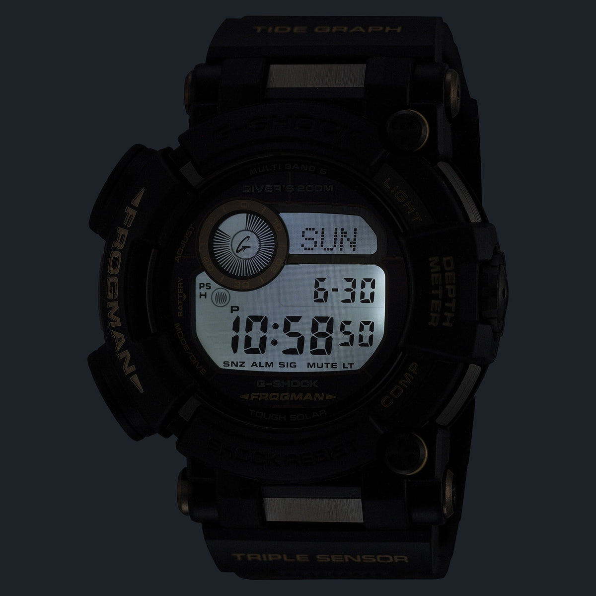 G-Shock Master of G Frogman Diver's Black Resin and Steel Band Watch GWFD1000BC-1D