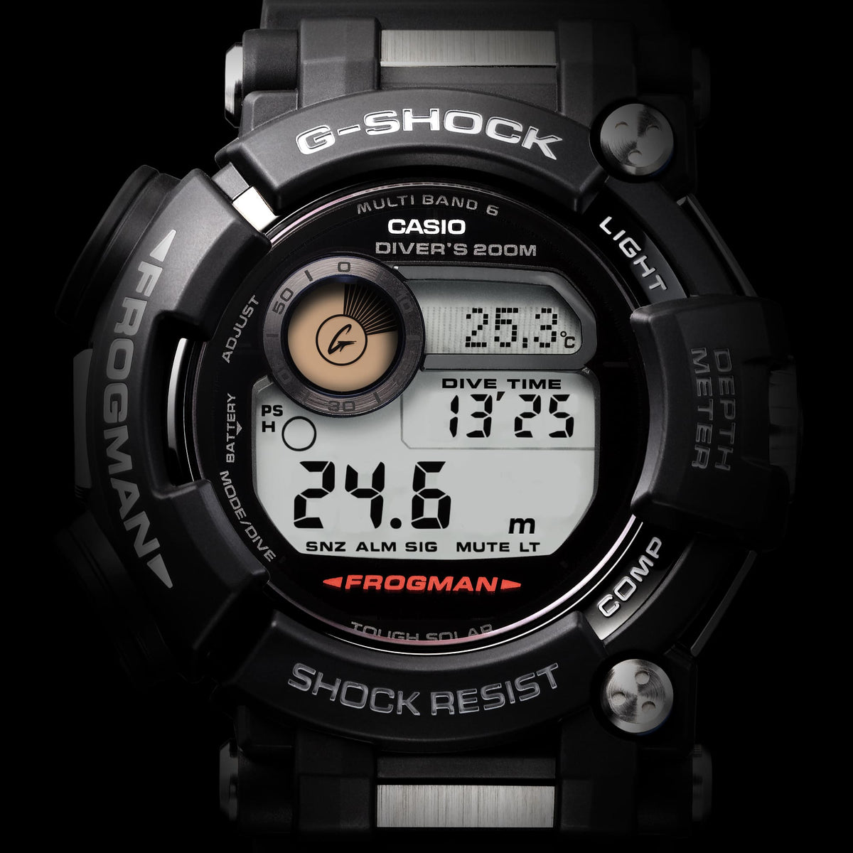 G-Shock Master of G Frogman Diver's Black Resin and Steel Band Watch GWFD1000BC-1D