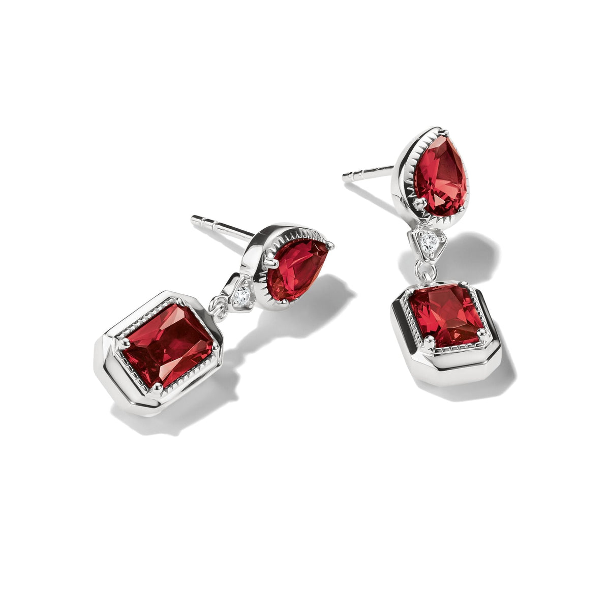 Thomas Sabo Stud Earrings with Red Octagon Stones Silver