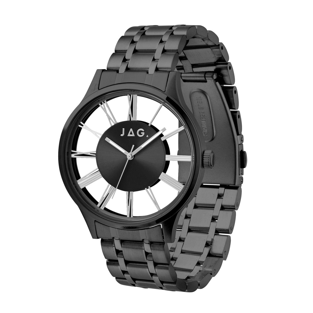 JAG Gerroa Mens Black Dial 43mm Silver Watch J3018A