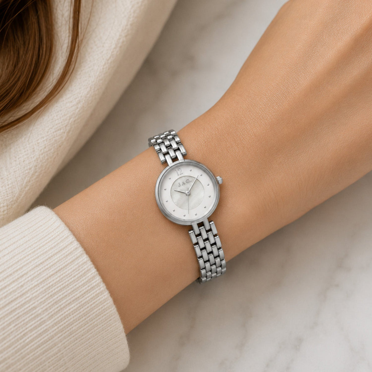 JAG Iluka Womens White MOP Dial 30mm Silver Watch J3024A
