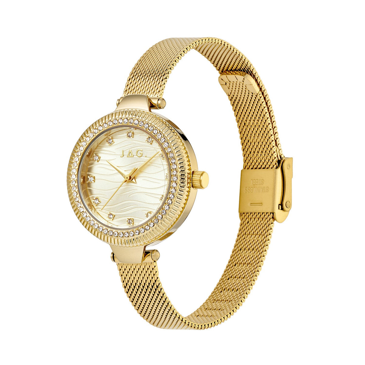 Jag Maddy Gold Dial Gold Steel Womens Watch J3067A view 3