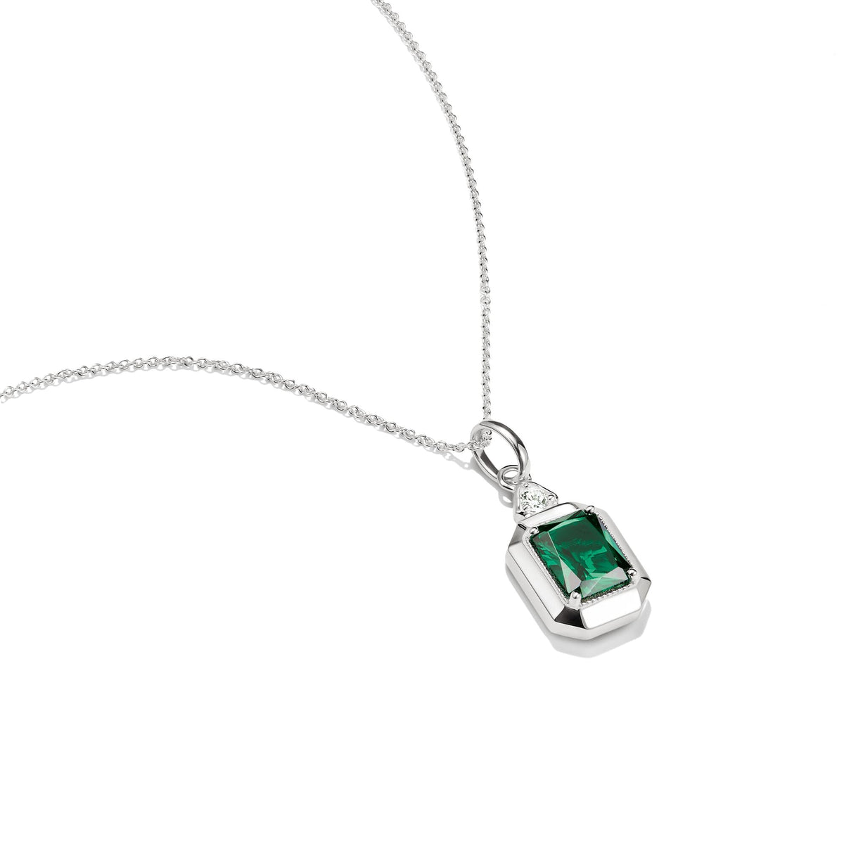 Thomas Sabo Necklace with Green Octagon Stone Pendant