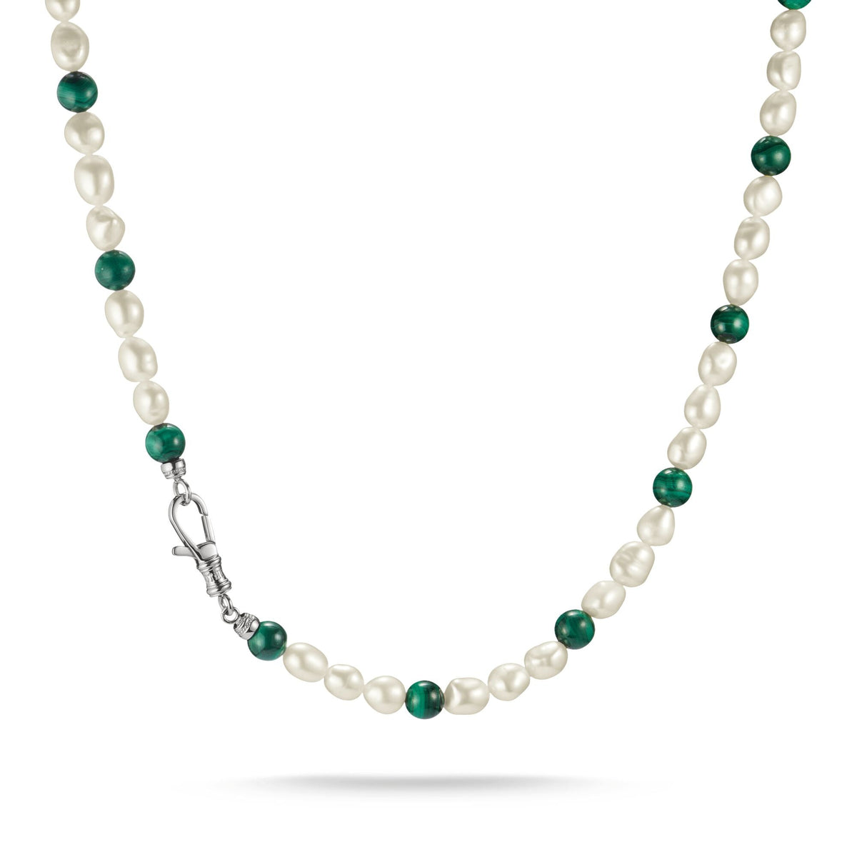 Thomas Sabo Stainless Steel Malachite and Freshwater Pearl Necklace TKE2407SGR-55 TKE2407SGR-55 front packshot