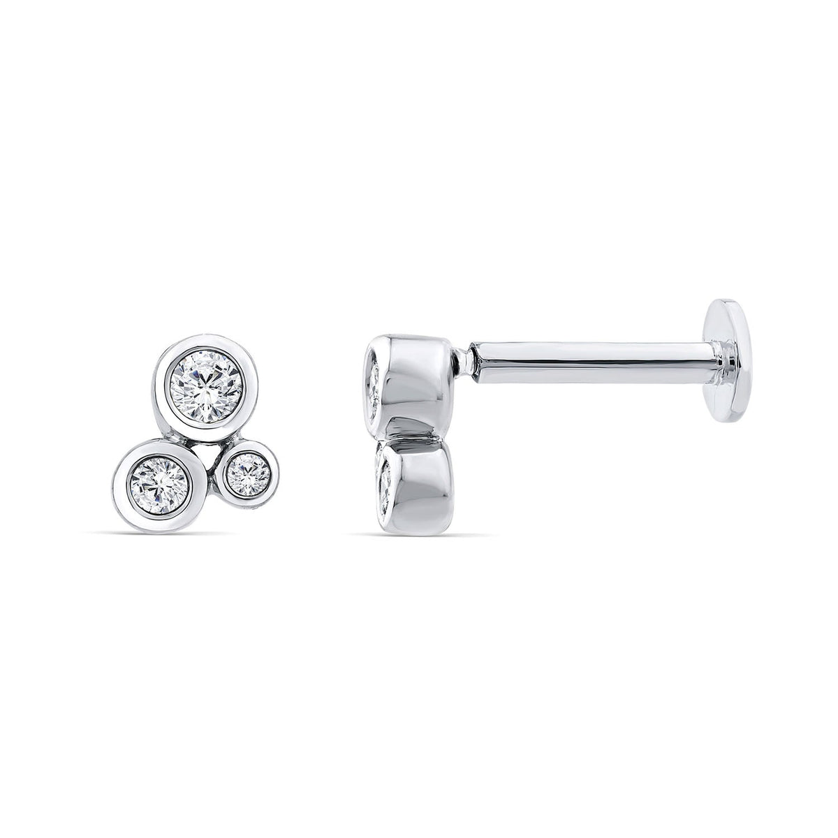 0.04ct Lab Grown Diamond Flat Back Earring in 9K White Gold
