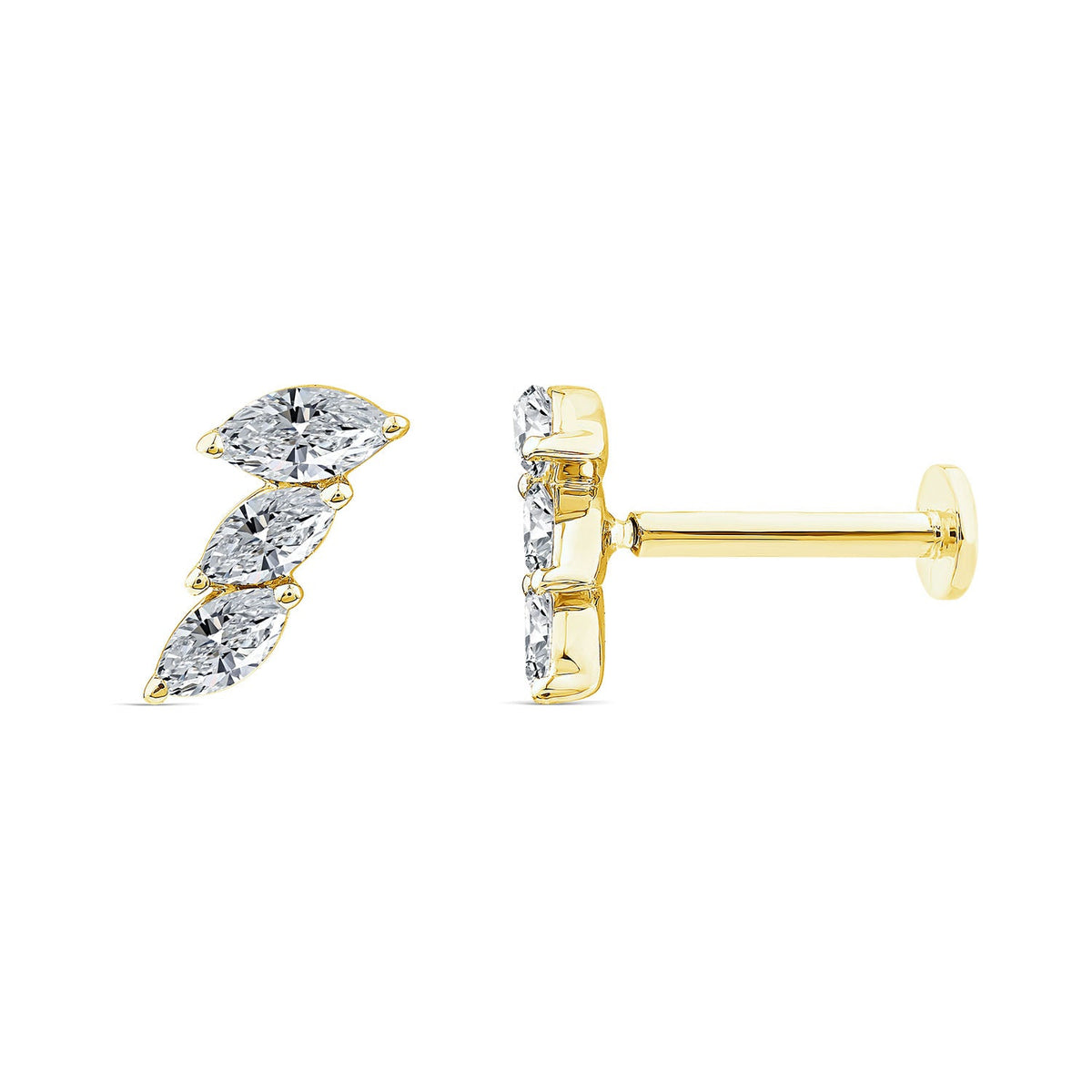 0.12ct Lab Grown Diamond Flat Back Earring in 9K Yellow Gold LGEF-10452-Y