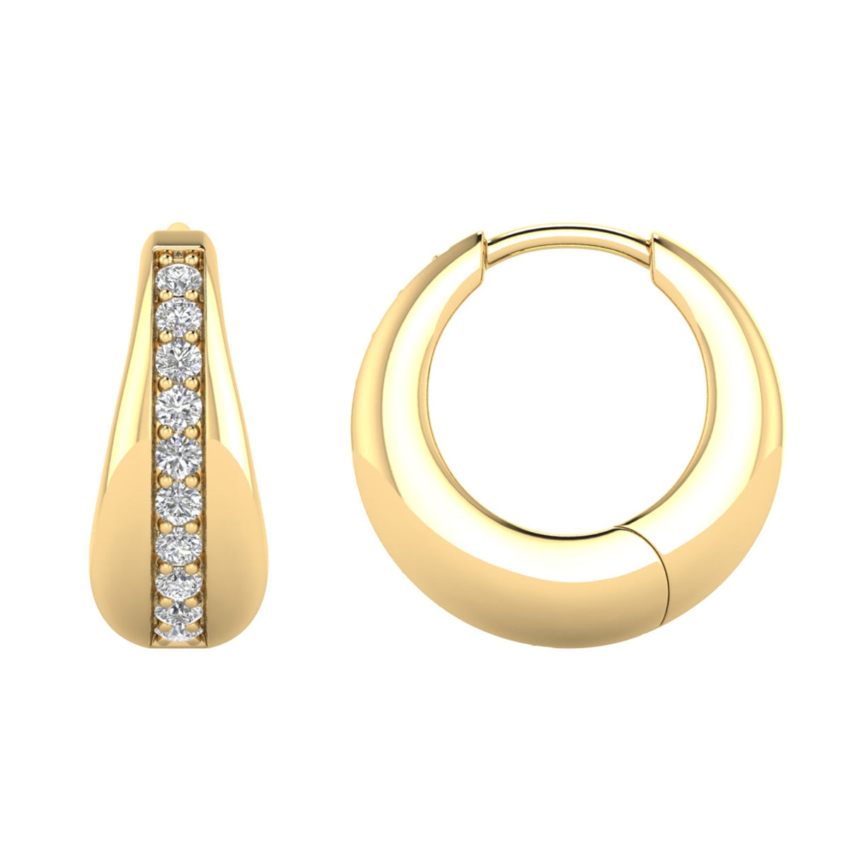 22K Gold Vermeil 0.30ct Lab Grown Diamond 14.7mm Hoop Earrings