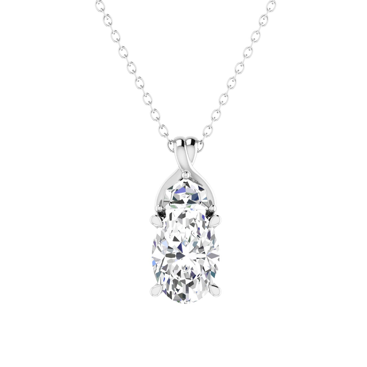 1.68ct Oval Lab Grown Diamond Necklace in 9K White Gold