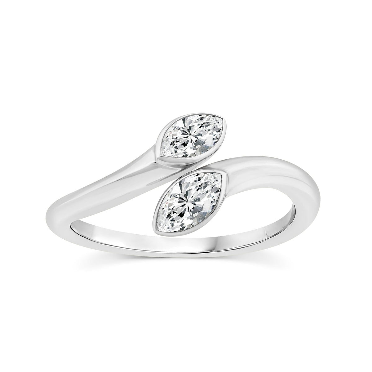 0.50ct Marquise Lab Grown Diamond Open Ring in 9K White Gold