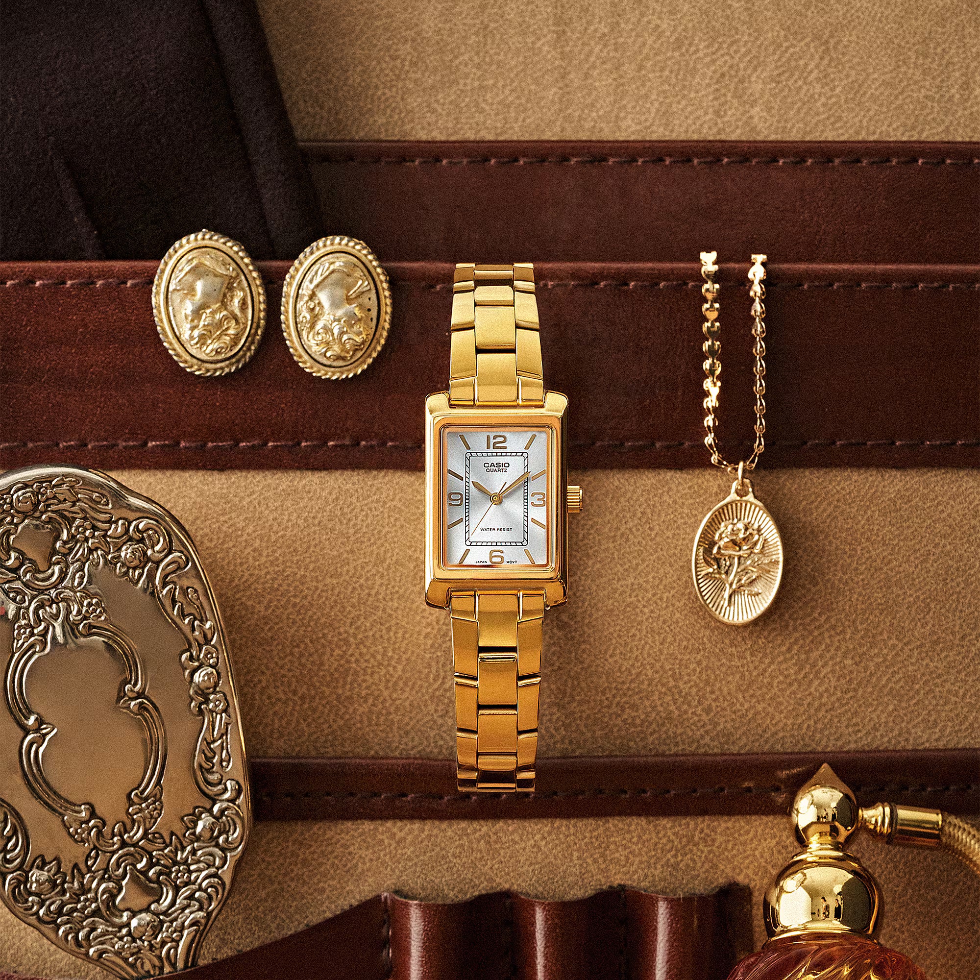 Casio Standard Ana Tunneau Gold Stainless Steel Silver Dial Watch LTP1234PG-7A