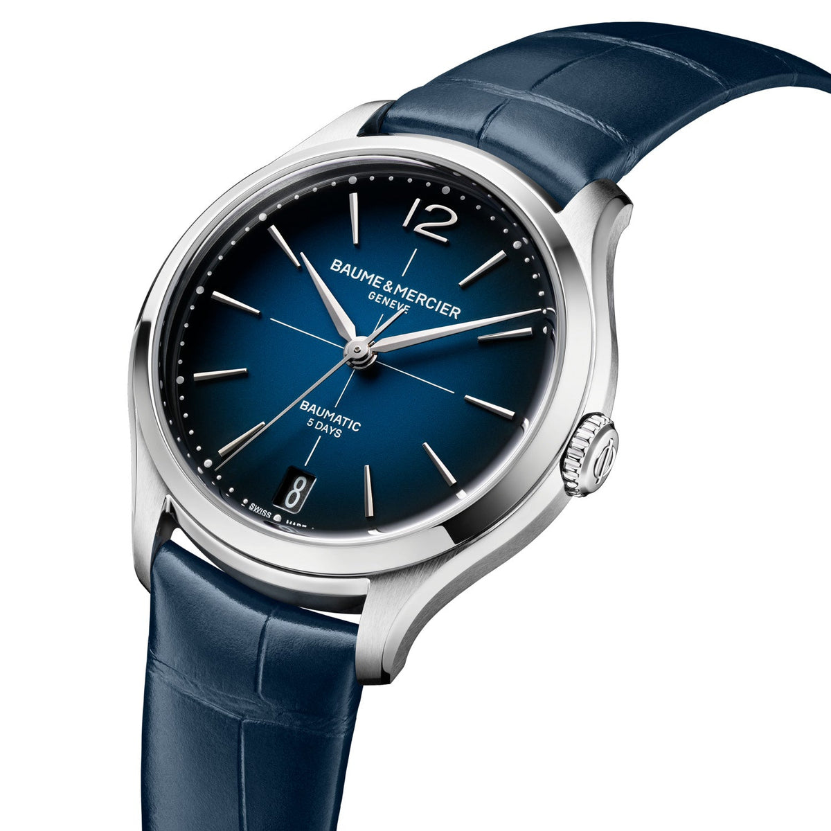 Baume & Mercier Clifton 34mm Blue Dial Leather Automatic Watch M0A10833 view 3