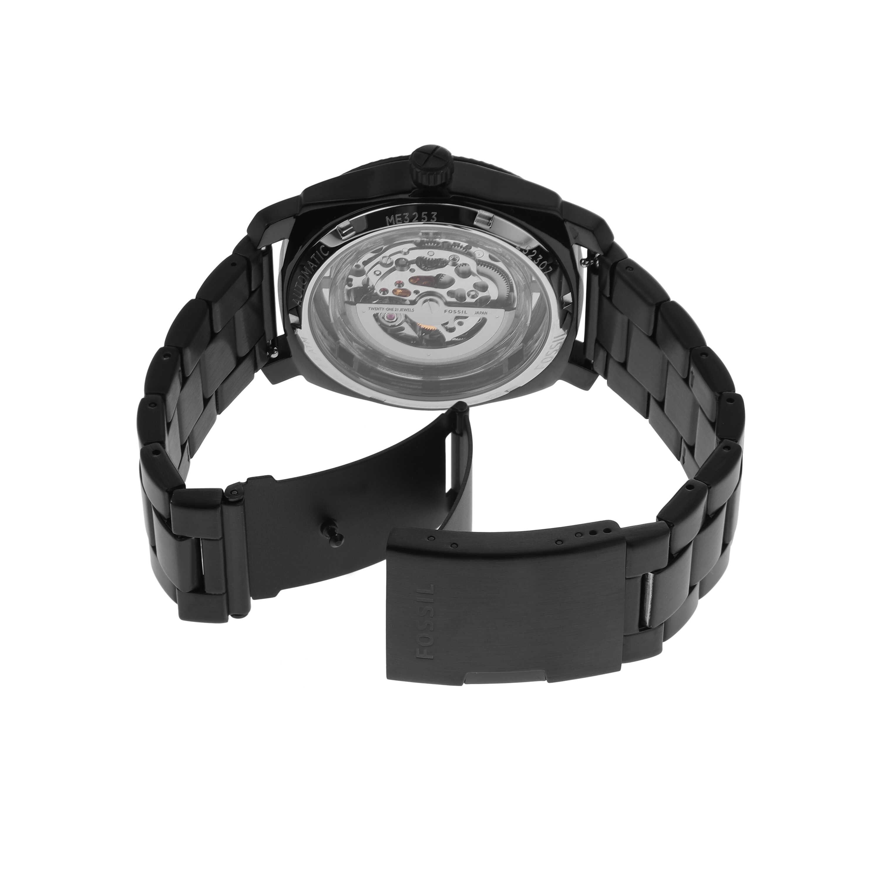 Fossil Machine Brown Dial Black Stainless Steel Watch ME3253