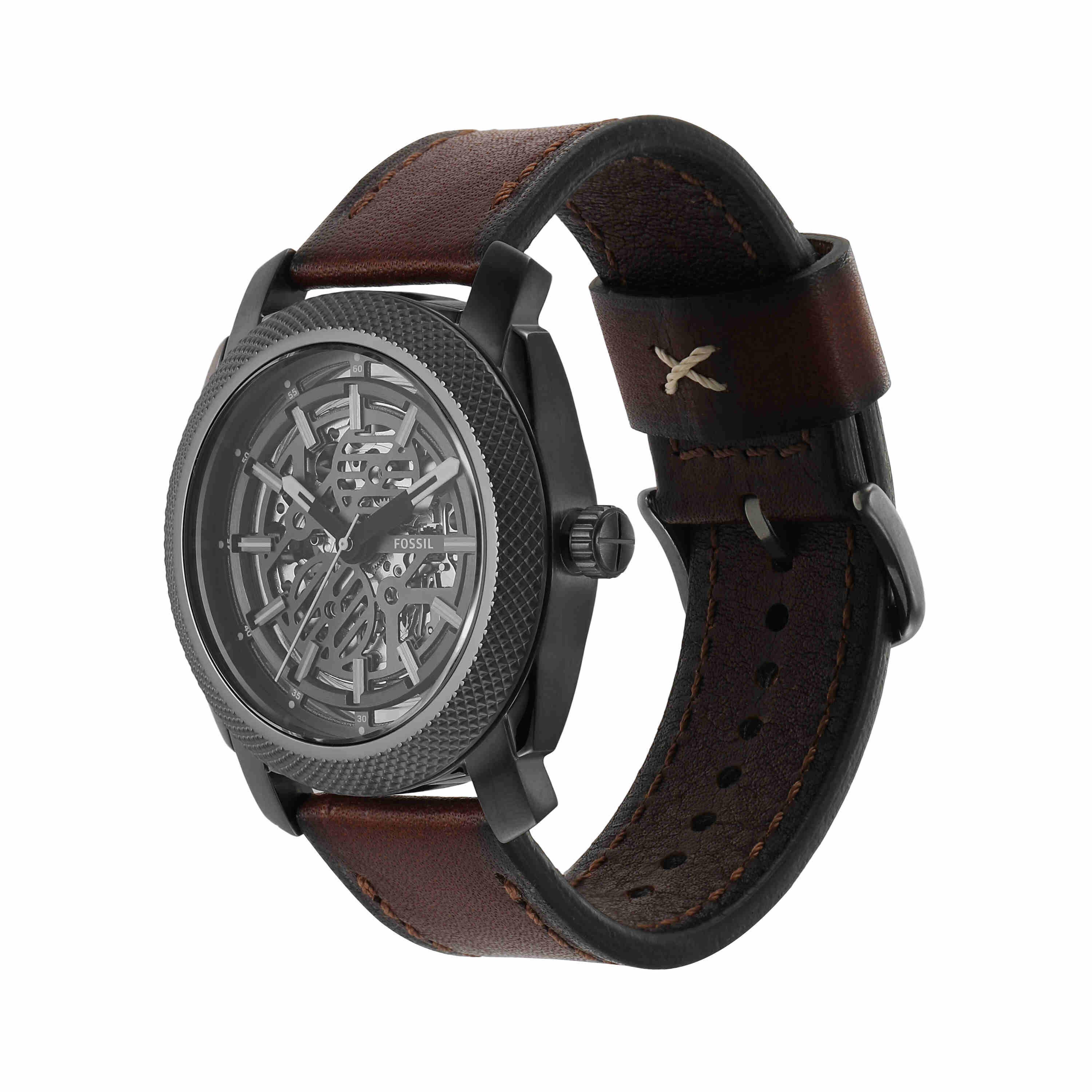 Fossil Machine Gray Dial Brown Leather Watch ME3254