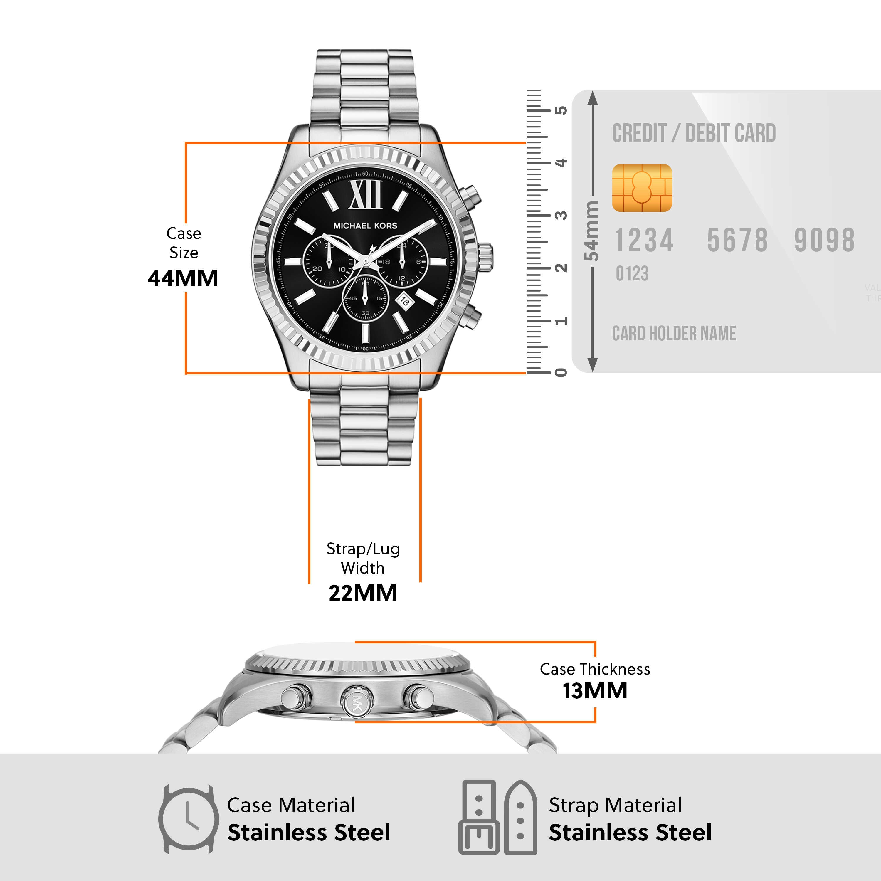 Michael Kors Lexington Black Dial Silver Stainless Steel Watch MK1091SET