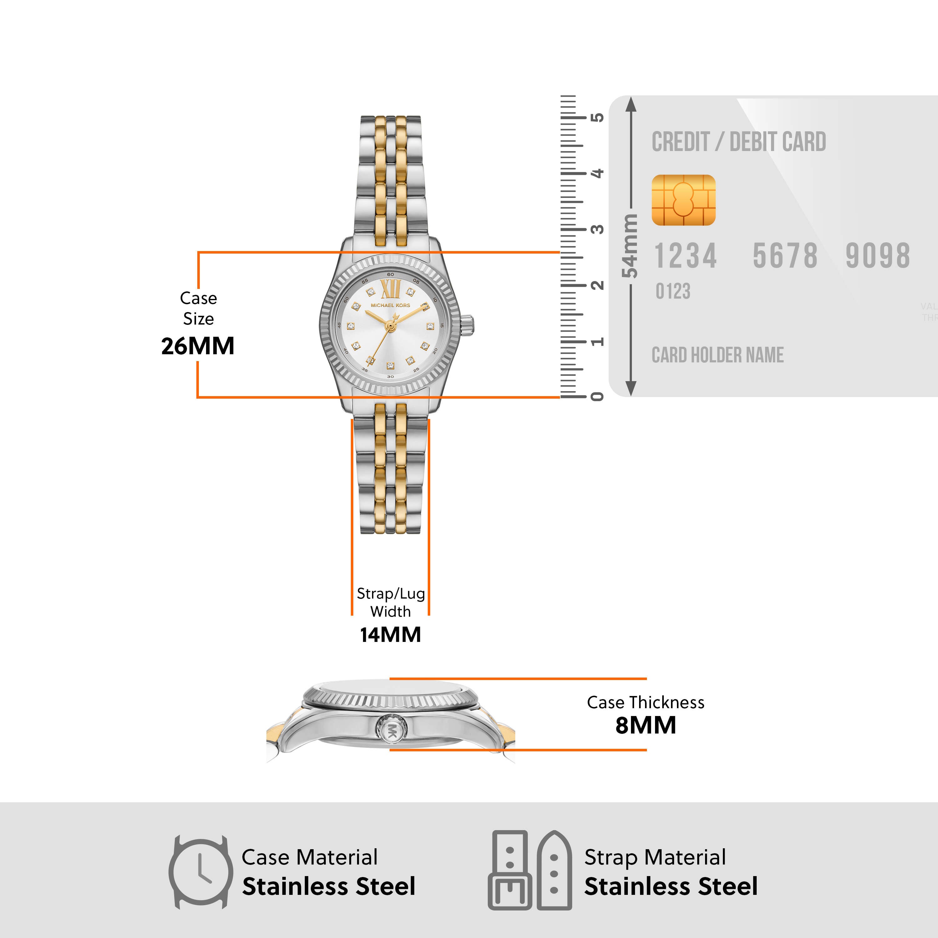 Michael Kors Lexington Silver Dial Two Tone Stainless Steel Watch MK4740