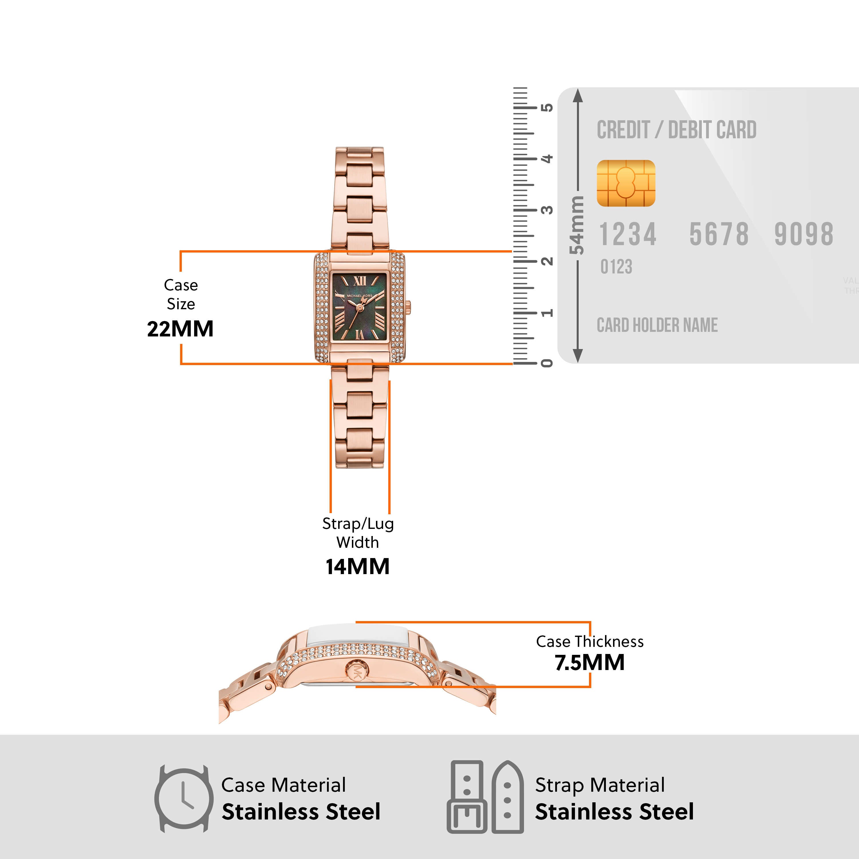 Michael Kors Emery Mother of Pearl Dial Rose Gold Stainless Steel Watch MK4868