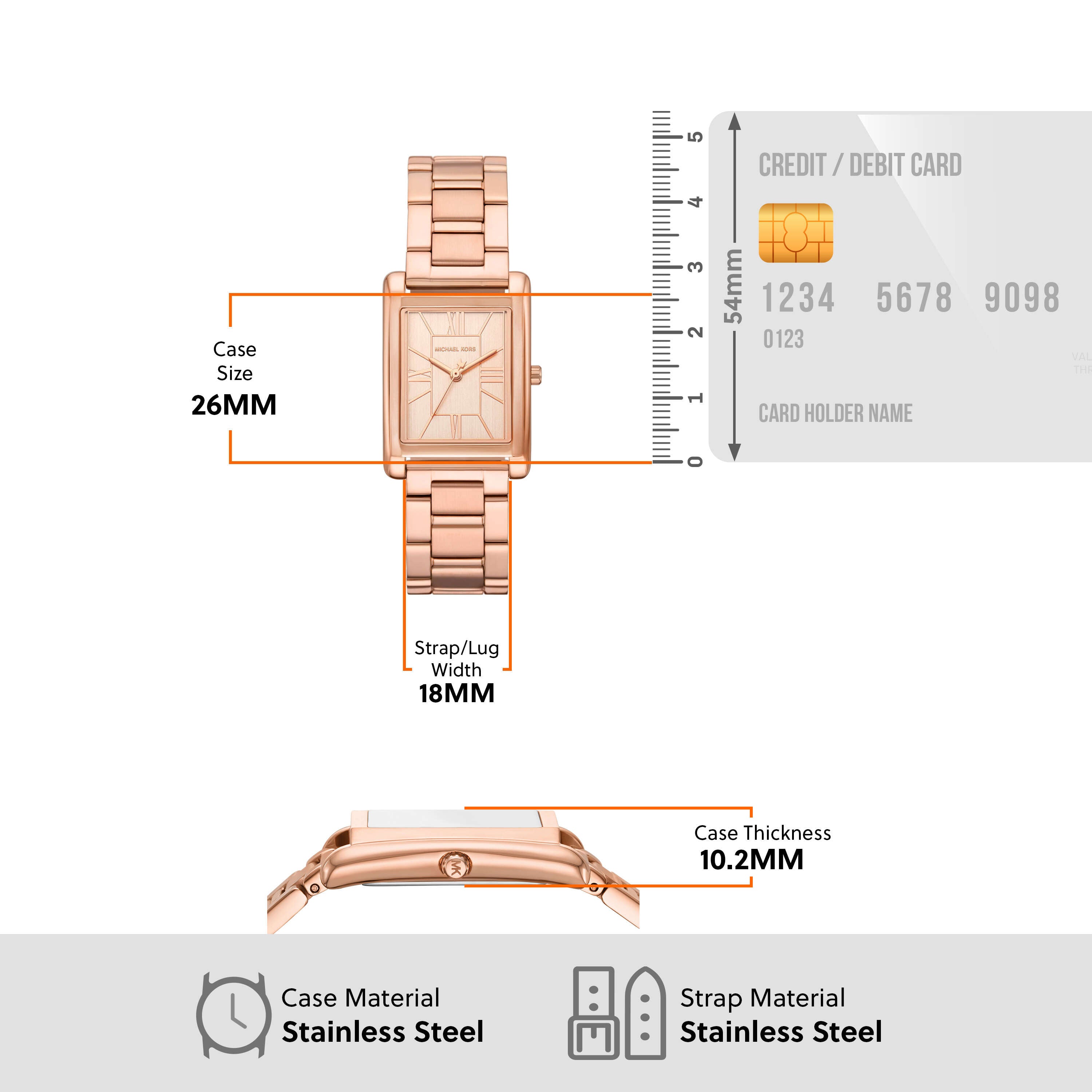 Michael Kors Essex Rose Gold Dial Stainless Steel Watch MK4905