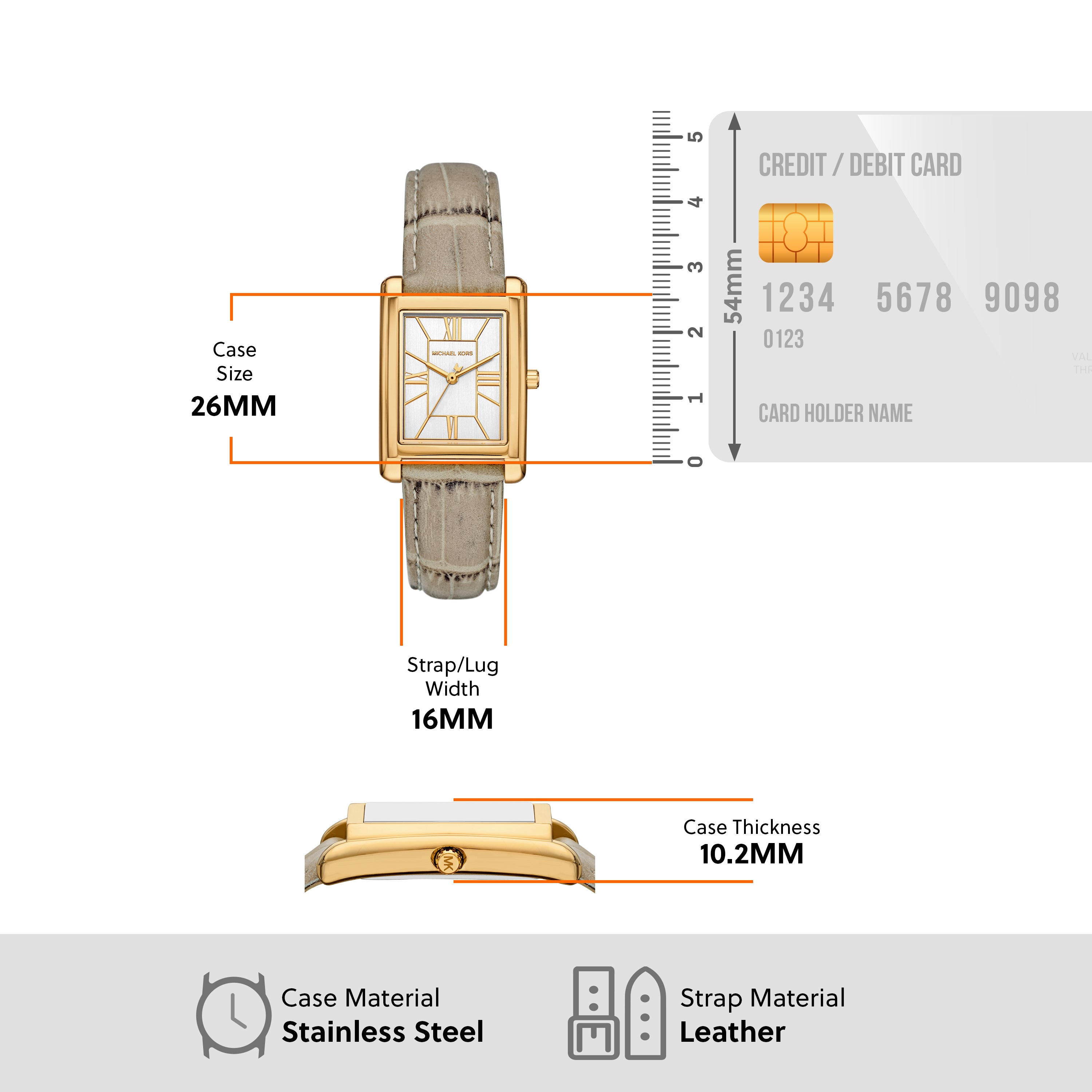 Michael Kors Essex White Dial Nude Leather Strap Watch MK4964
