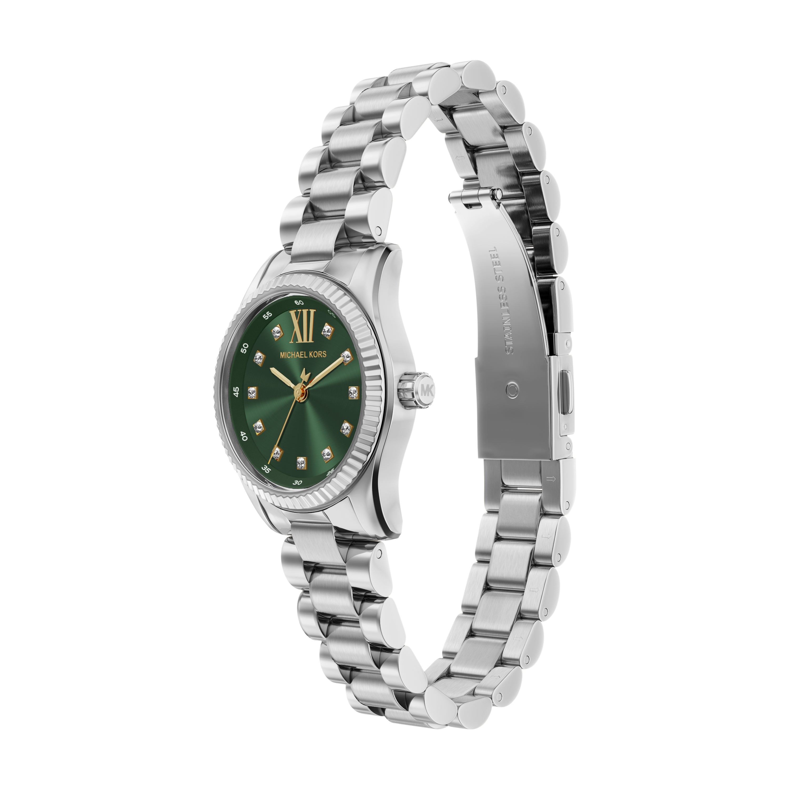 Michael Kors Lexington Green Dial Stainless Steel Watch MK7580