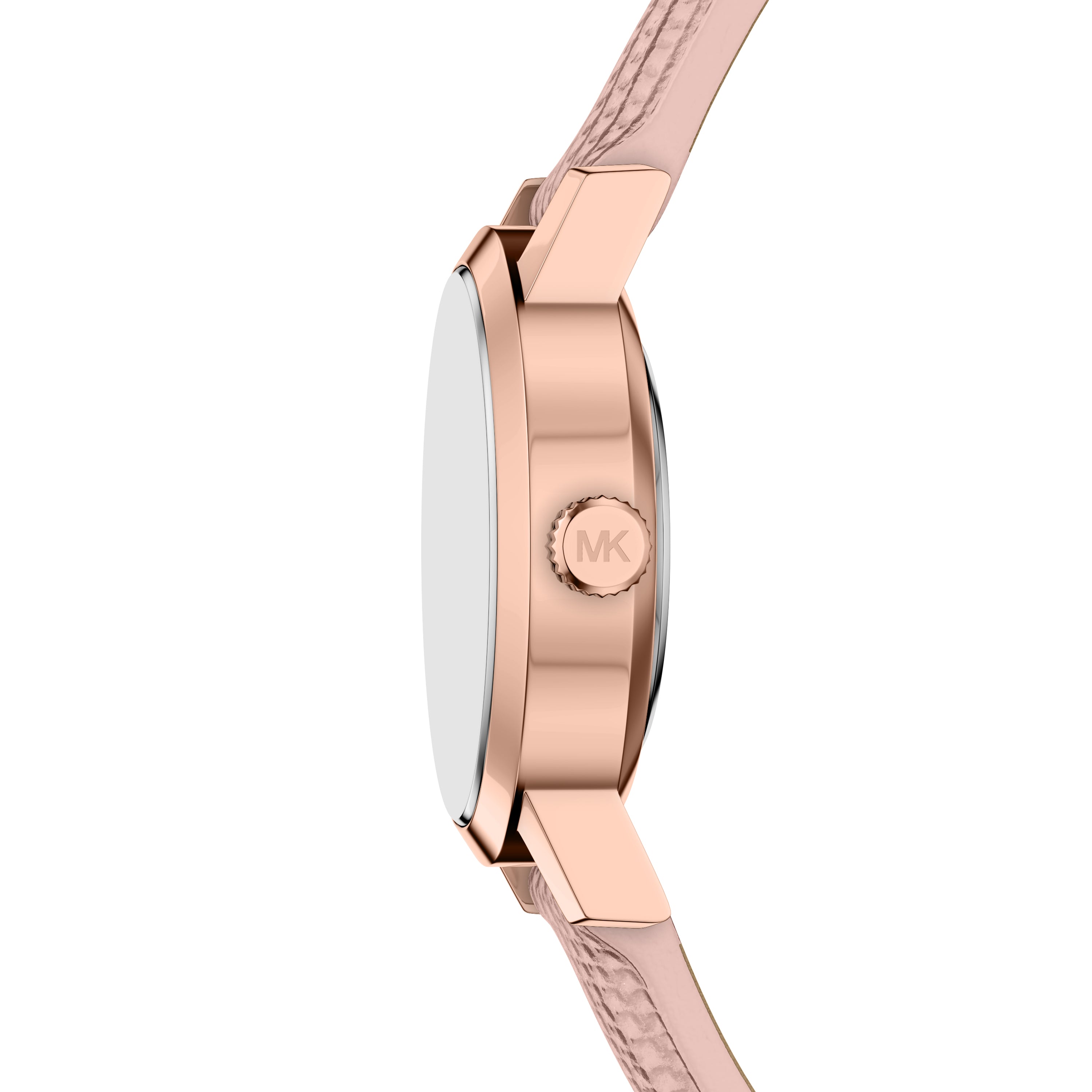 Michael Kors Maude Pink Dial Leather Strap Watch MK7587