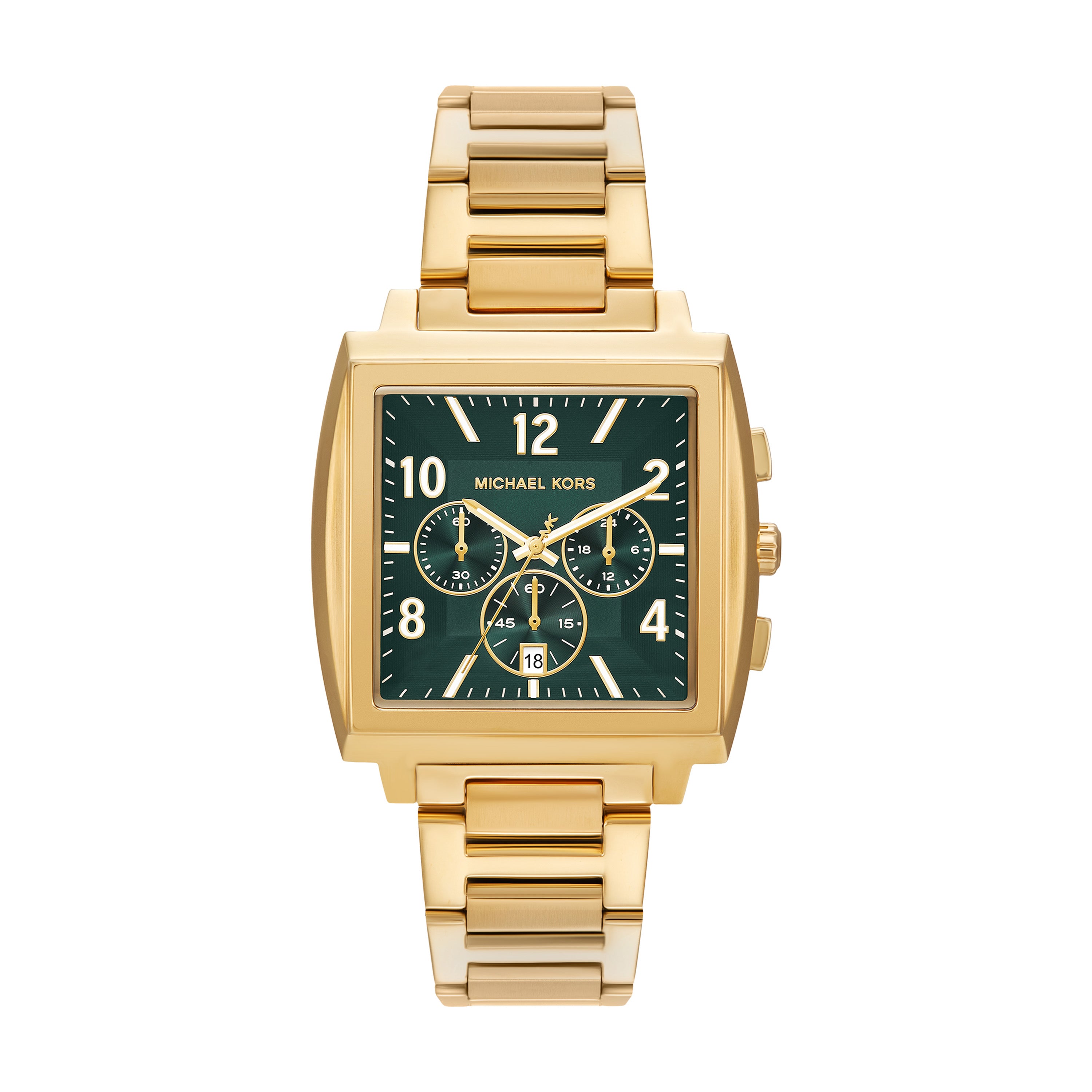 Michael Kors Rhys Green Dial Gold Stainless Steel Watch MK9229