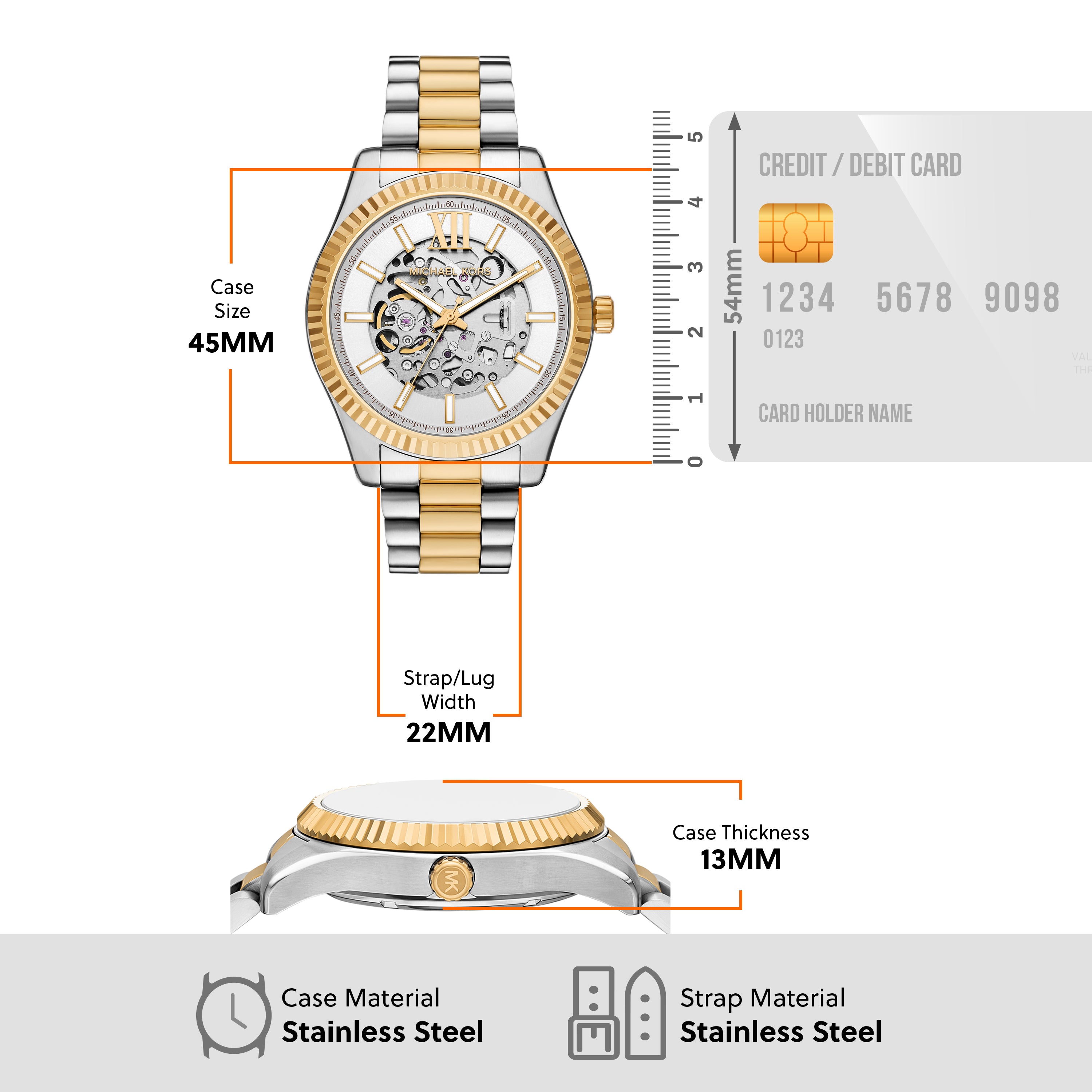 Michael Kors Lexington White Dial Two Tone Stainless Steel Watch MK9243