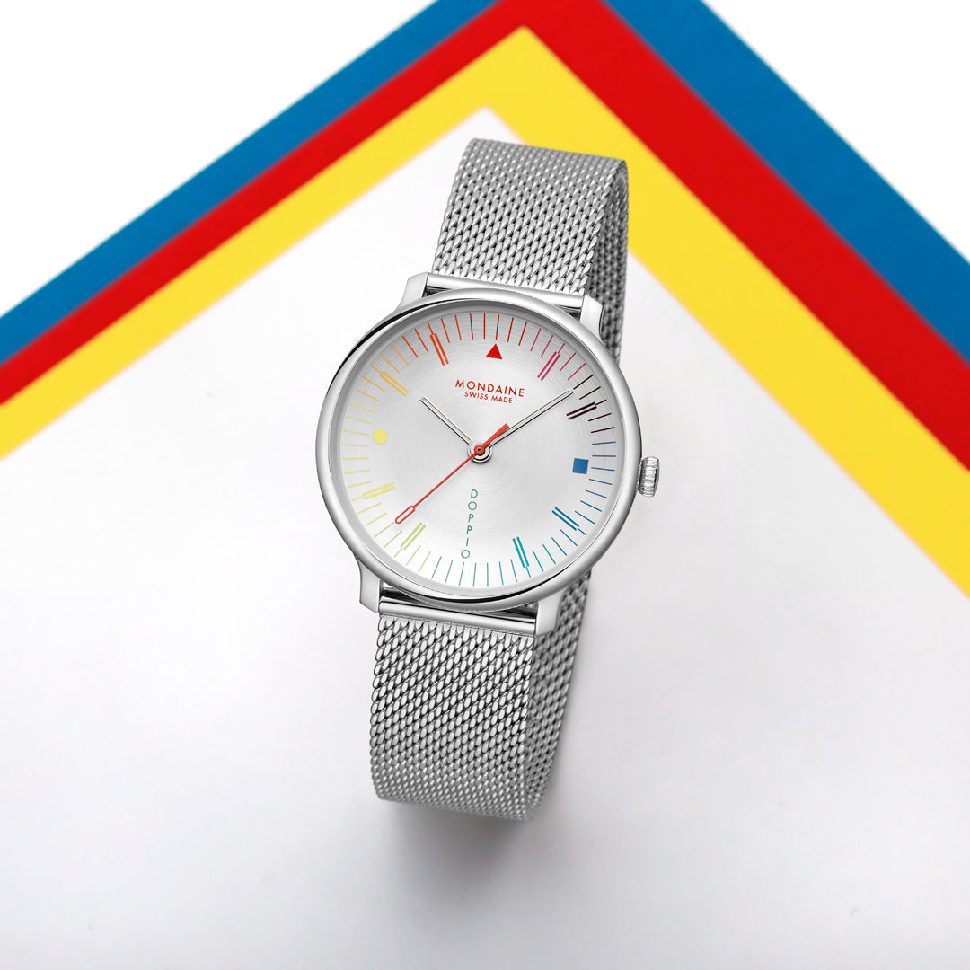 Mondaine Doppio Bauhaus Stainless Steel 33mm Watch - MLE.33112.SM