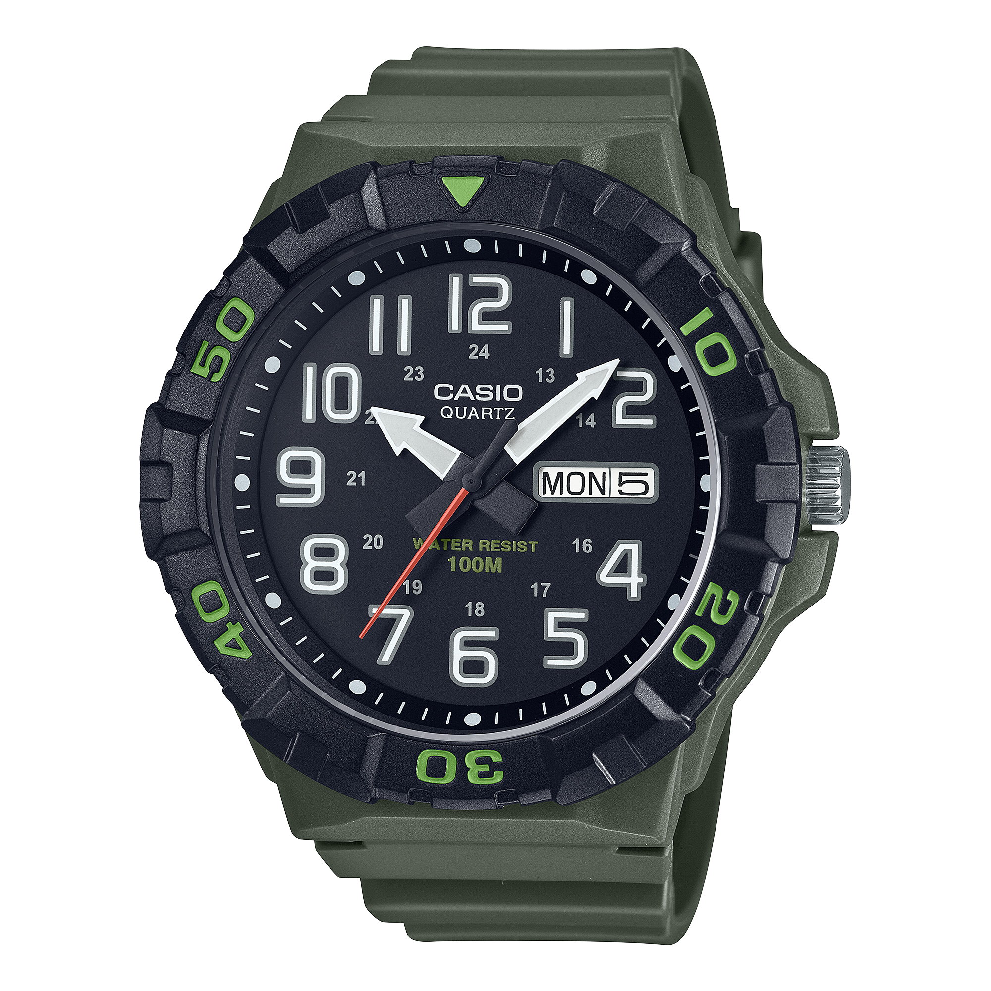Casio Analog Diver Look Green Resin Band Watch MRW210H-3A