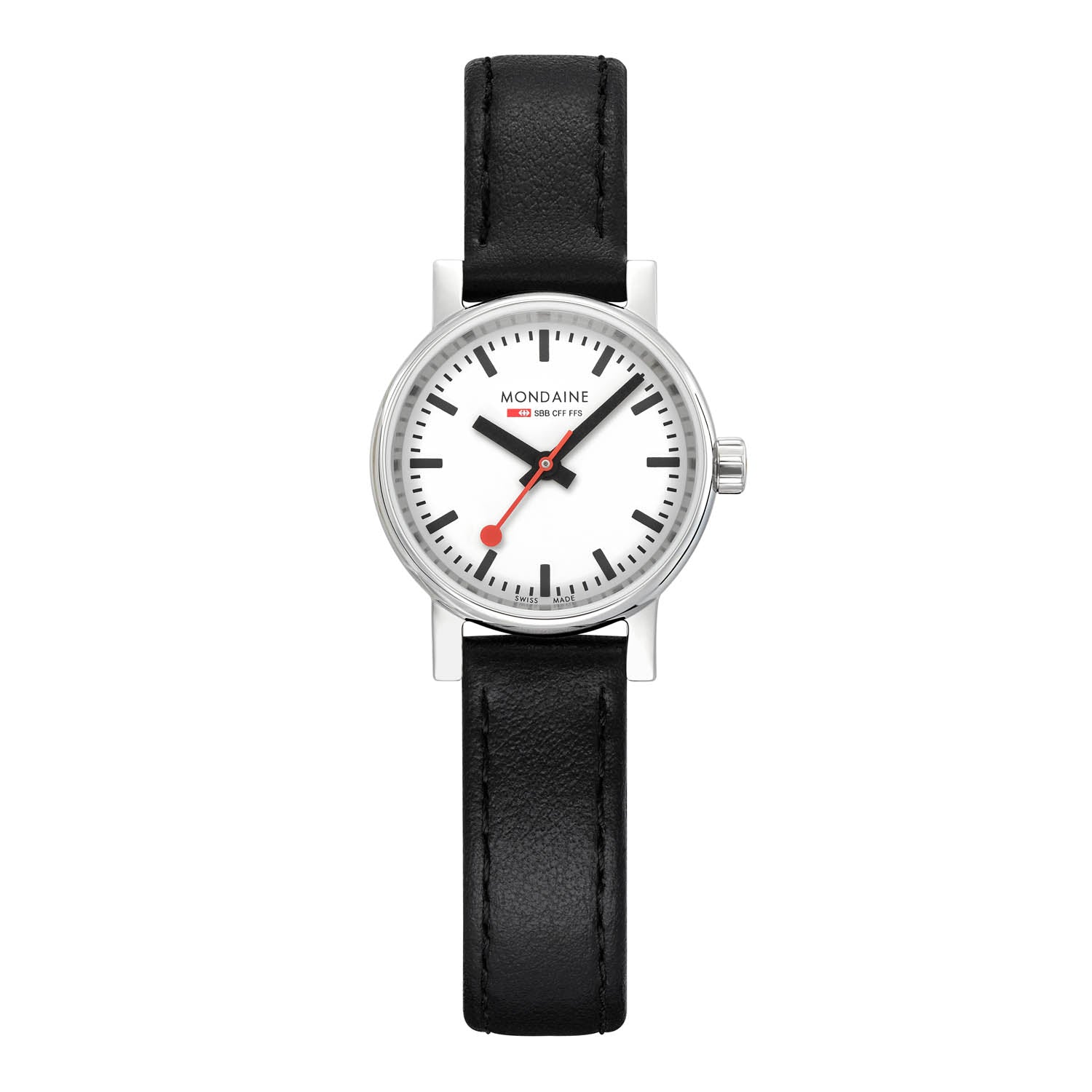 Mondaine Evo2 Petite 26mm White Dial Leather Watch MSE.26110.LBV