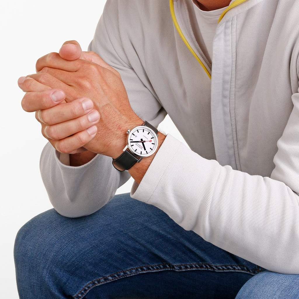 Mondaine Evo2 Automatic 40mm White Dial Leather Watch MSE.40610.LBV