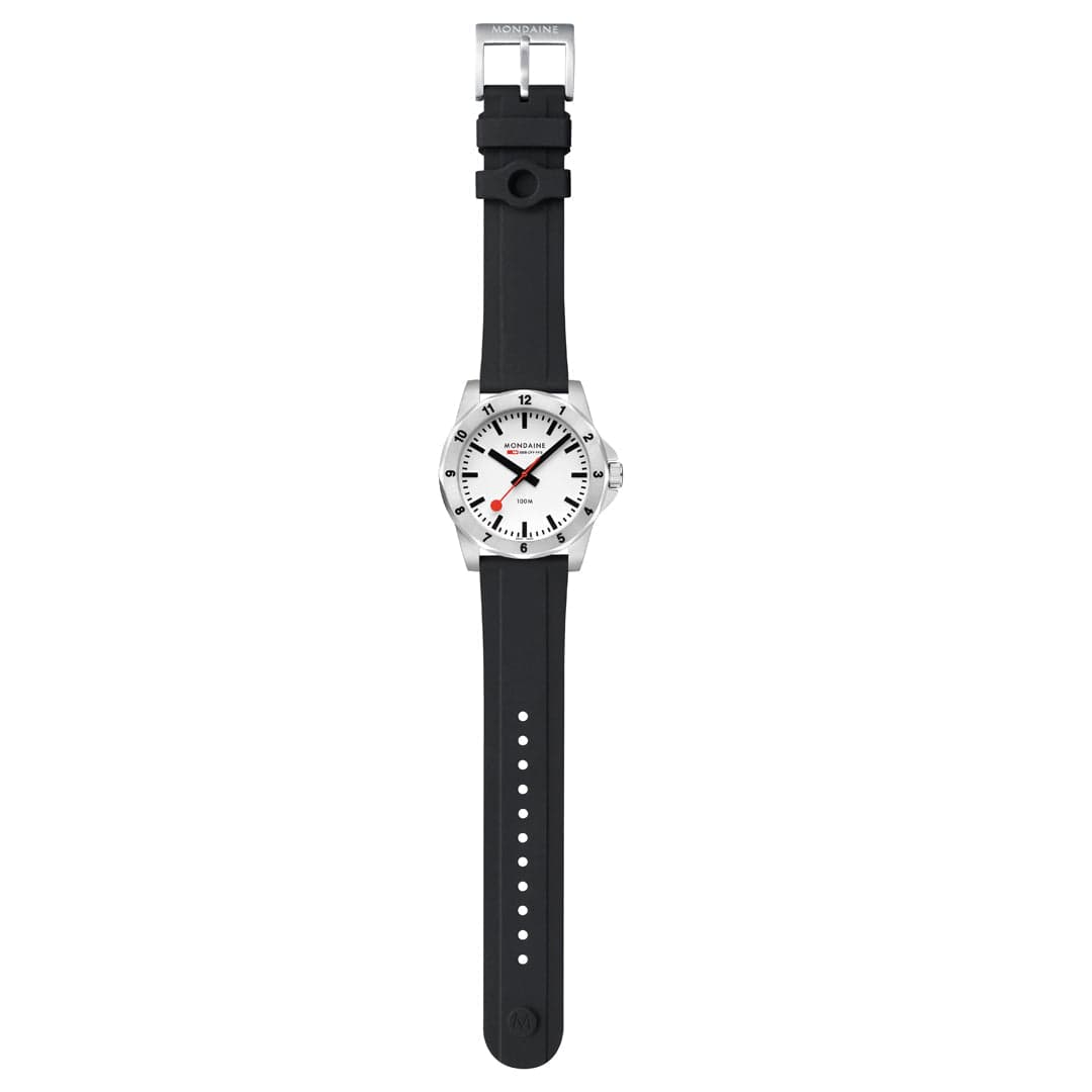 Mondaine Numeri White Dial Black Silicone Strap Watch MSN.4211B.RB