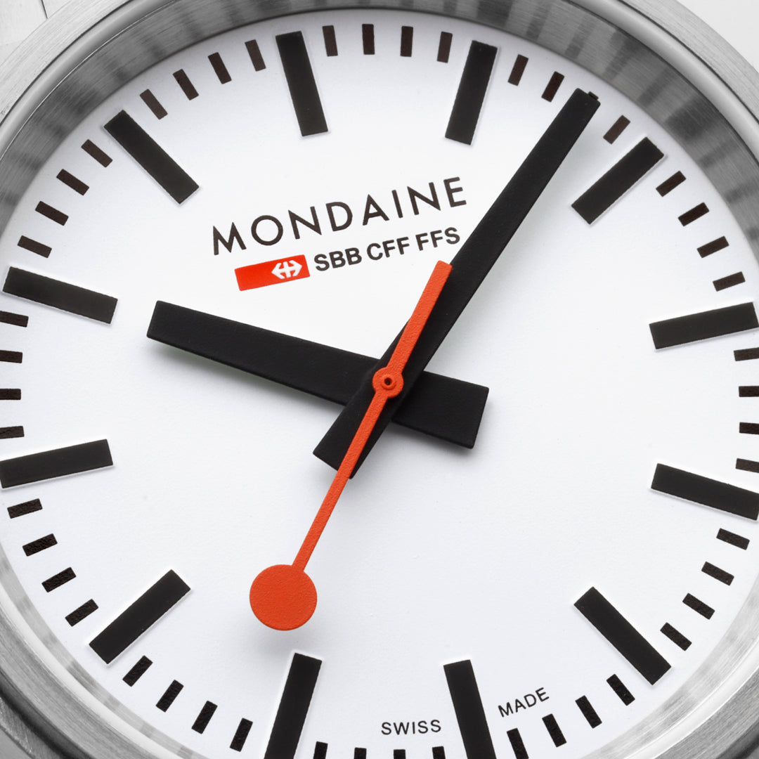 Mondaine Stop2go Backlight White Dial Stainless Steel Watch MST.4101B.SJ.2SE