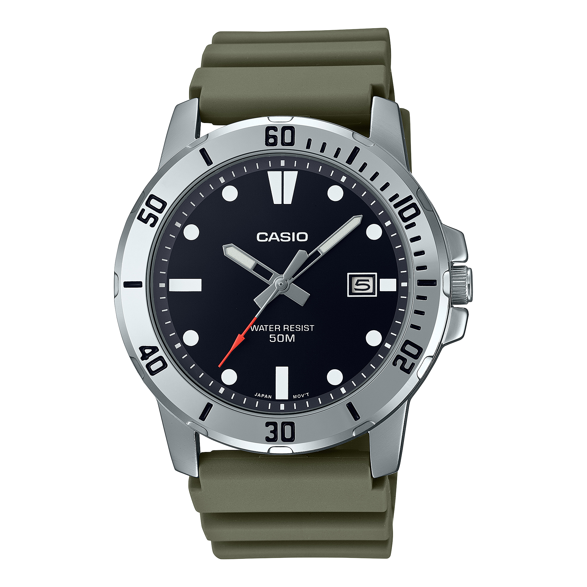 Casio Standard Green Resin Band Watch MTPVD01-3E
