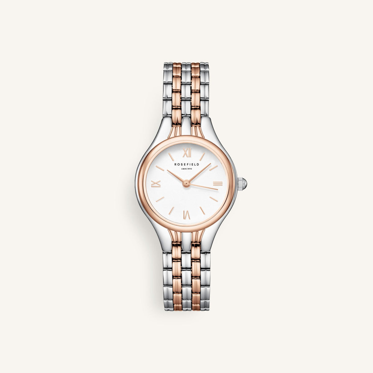 Rosefield Muse White Dial Two-Tone Silver Rose Gold Bracelet Watch MUWDSD-MU04