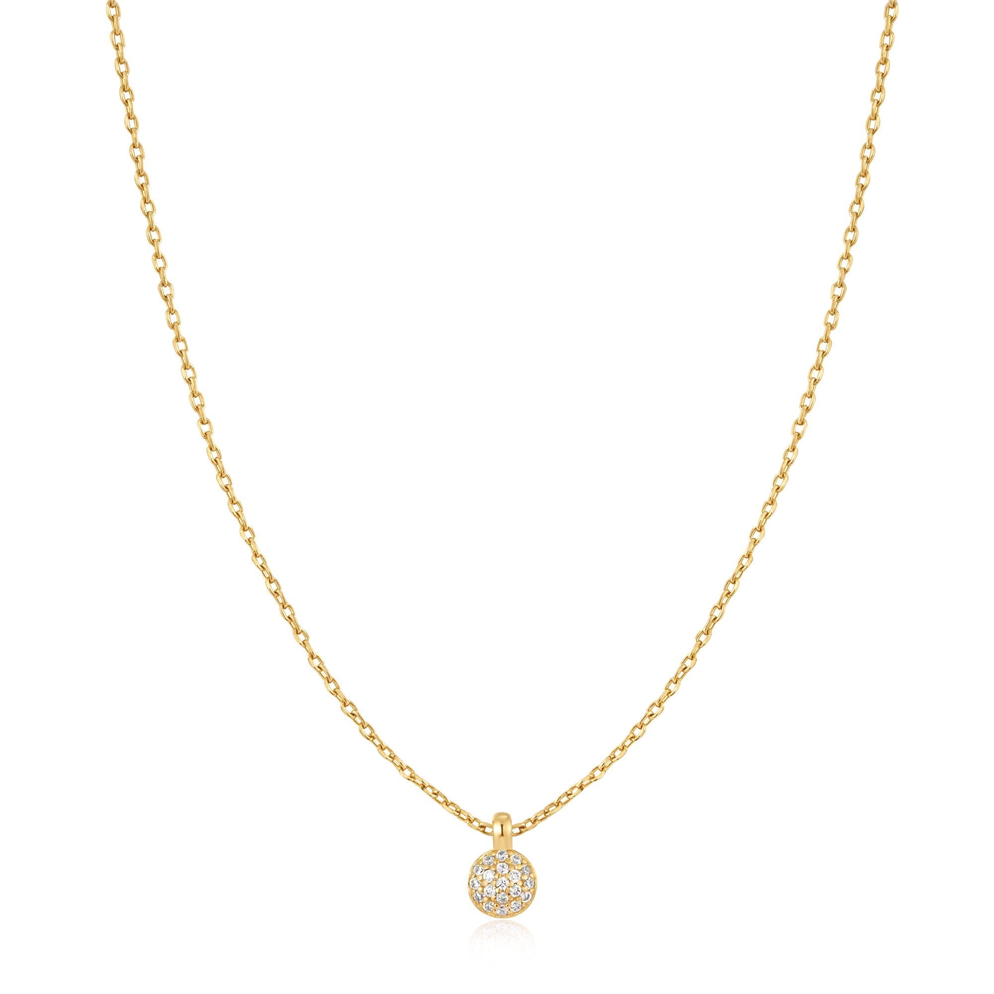 Ania Haie Gold Pave Sphere Necklace Sterling Silver Sparkle Charm