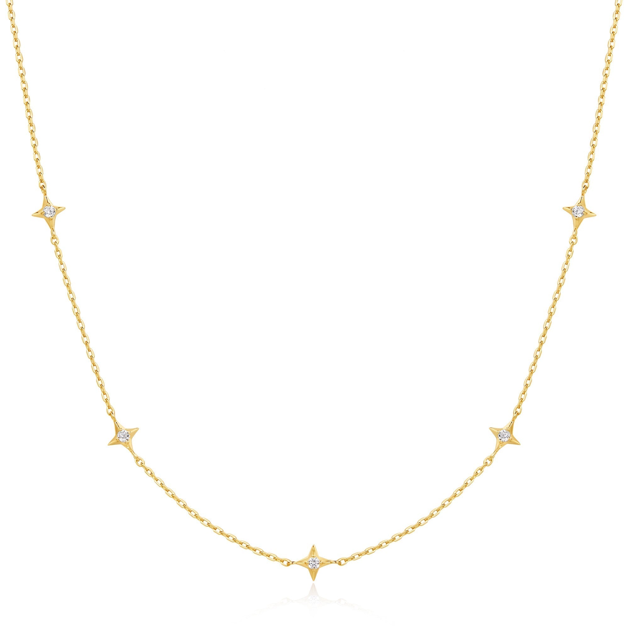 Ania Haie Gold Stars Station Necklace Delicate 14K Sterling Silver Layer