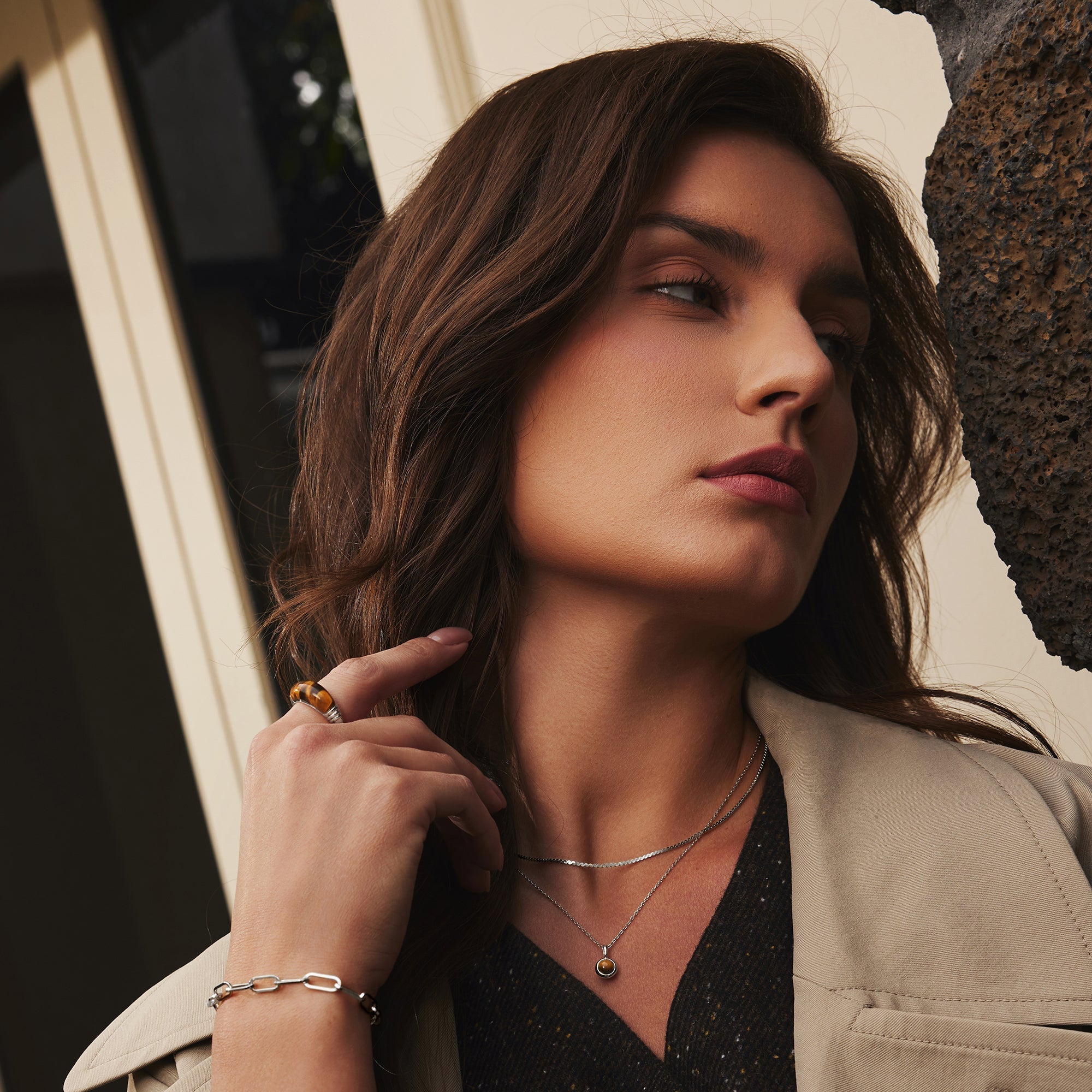 Ania Haie Silver Tiger Eye Necklace Modern Luxury Jewelry Trend