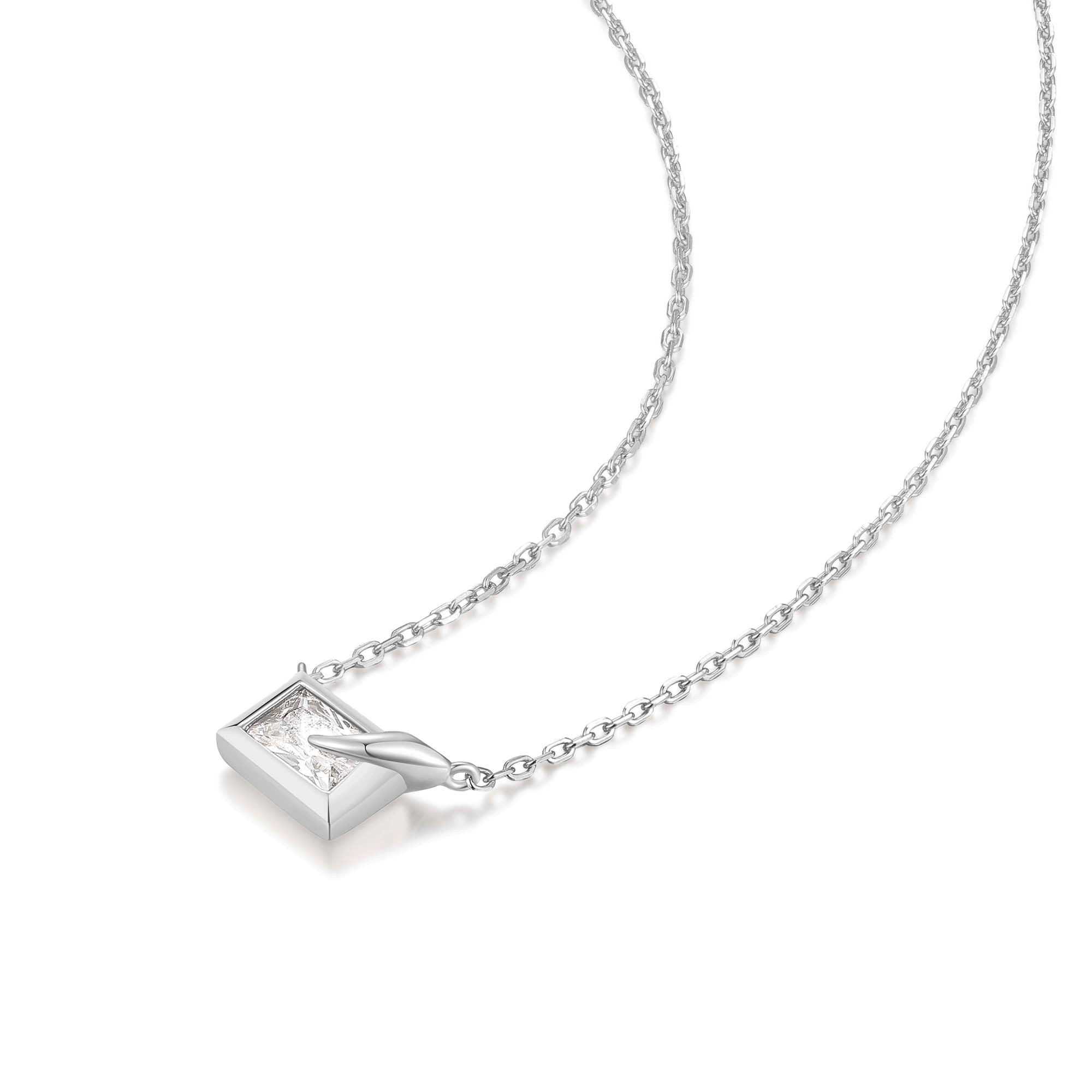 Ania Haie Silver Bezel-Set Cube Necklace Modern Trendy Jewelry