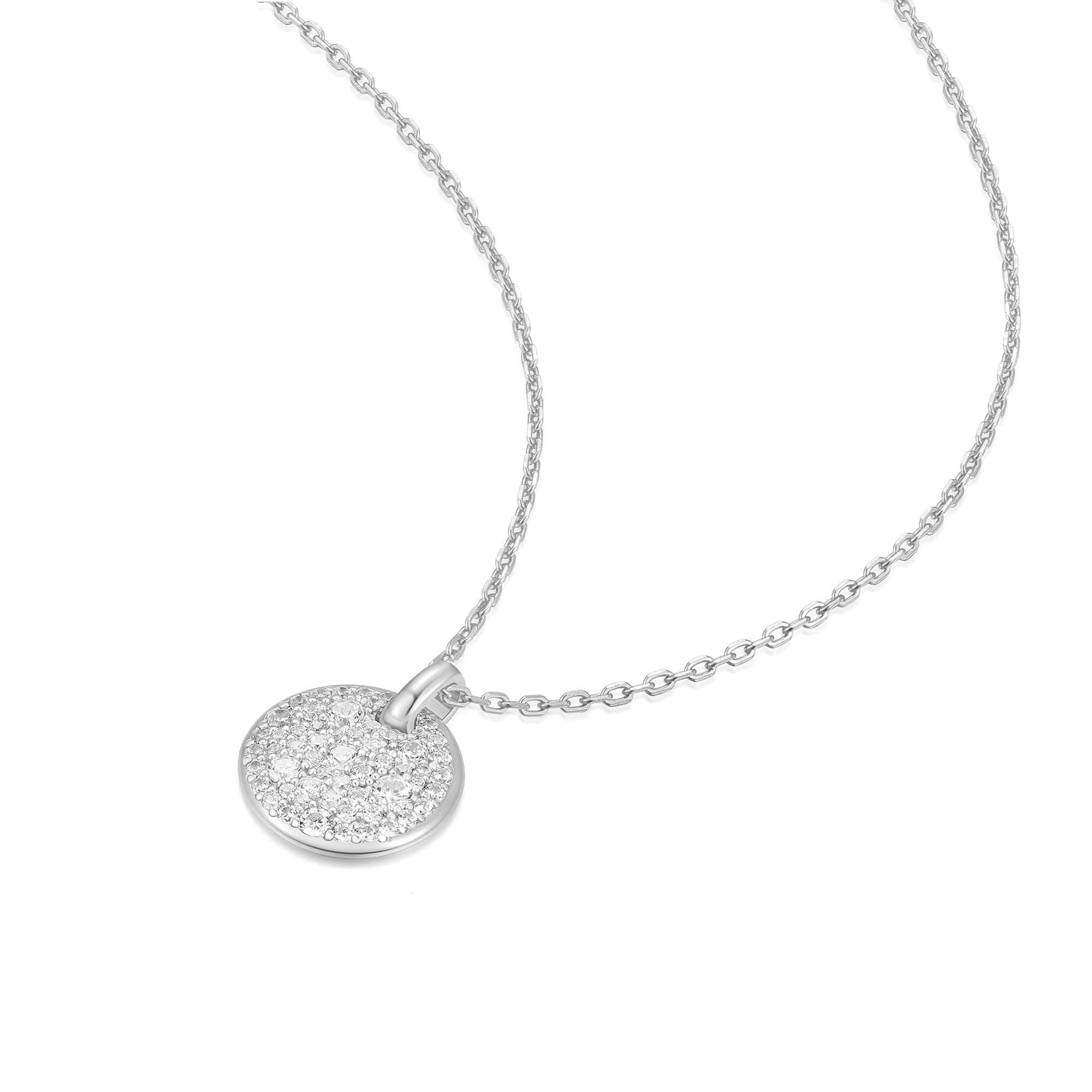Ania Haie Silver Pave Disc Necklace Modern Luxury Affordable Jewelry