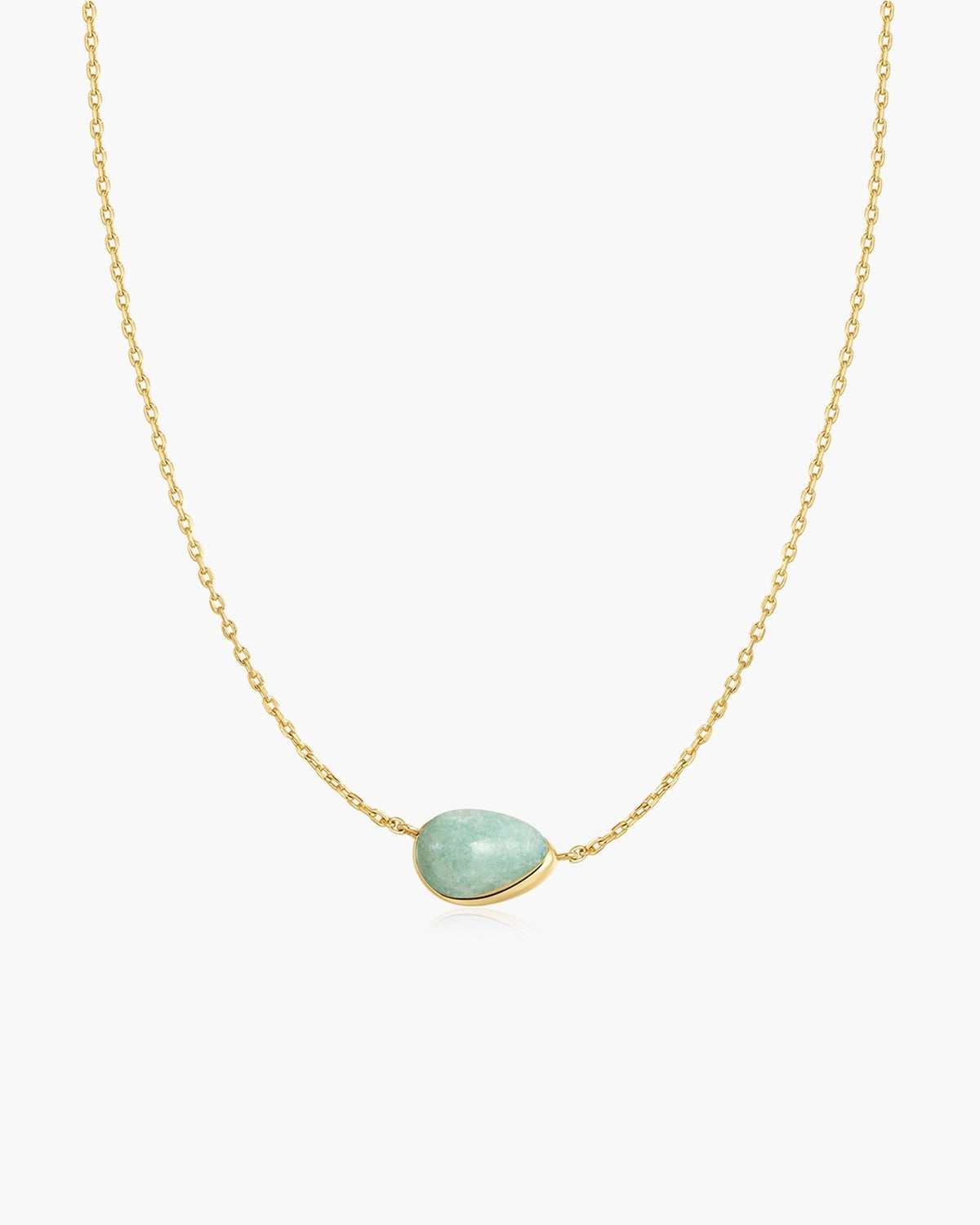 Ania Haie Gold Bezel Amazonite Organic Dome Pebble Necklace N076-02G-AE N076-02G-AE front packshot