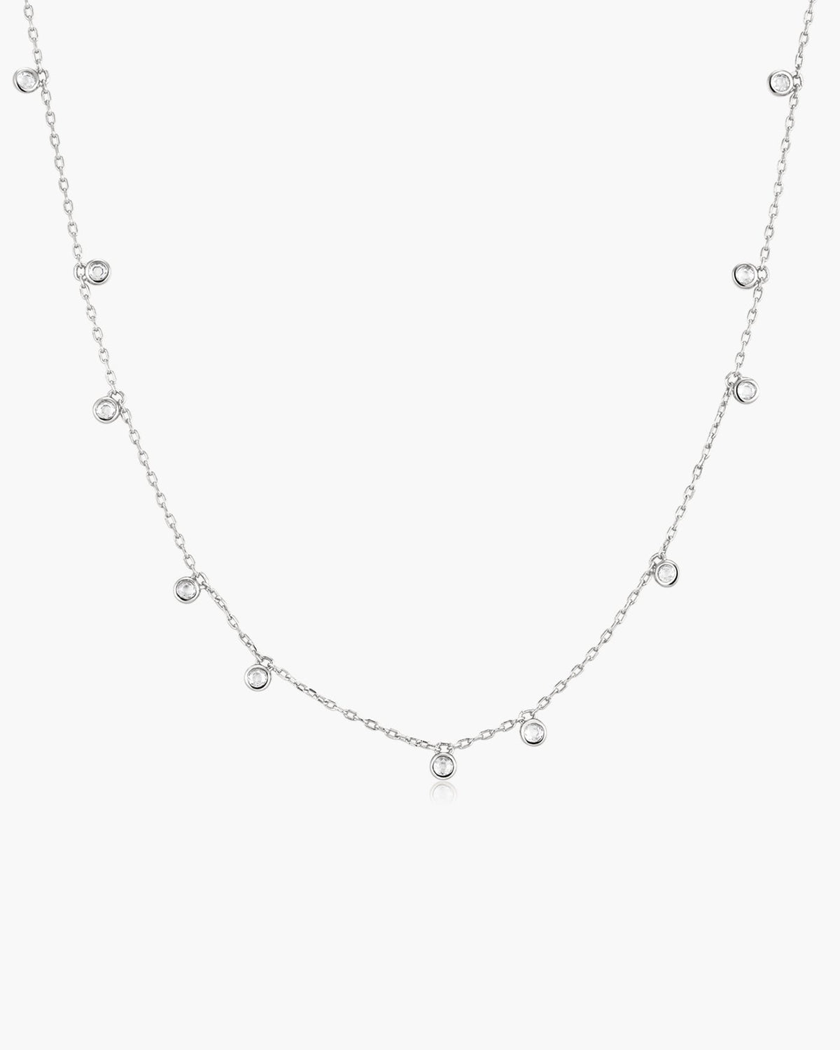 Ania Haie Silver Bezel-Set Droplet Station Necklace N076-05H N076-05H front packshot