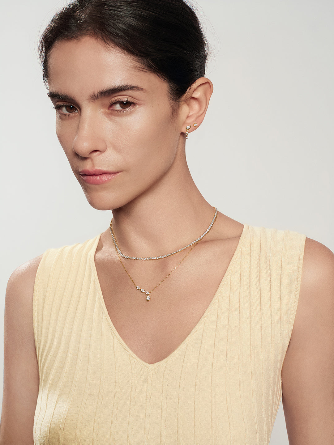 Ania Haie Gold Half-Bezel Angled & Dangle Teardrop Necklace N076-06G N076-06G view 3